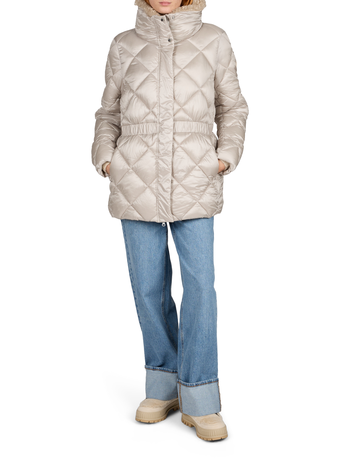 Gerade Daunenjacke mit Stehkragen SAVE THE DUCK Beige