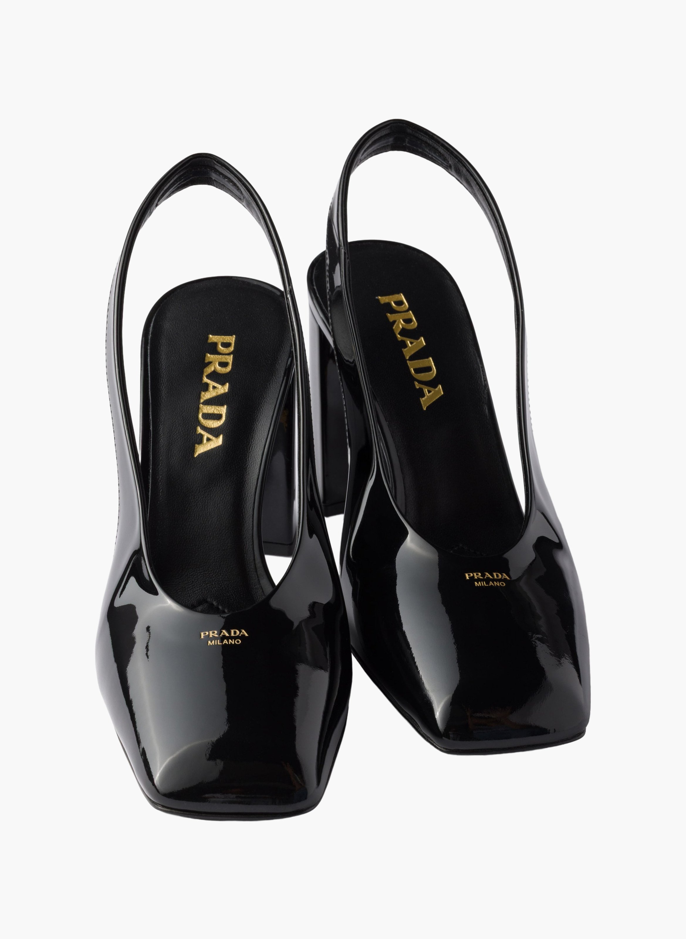 Escarpins à bride arrière en cuir verni PRADA Noir