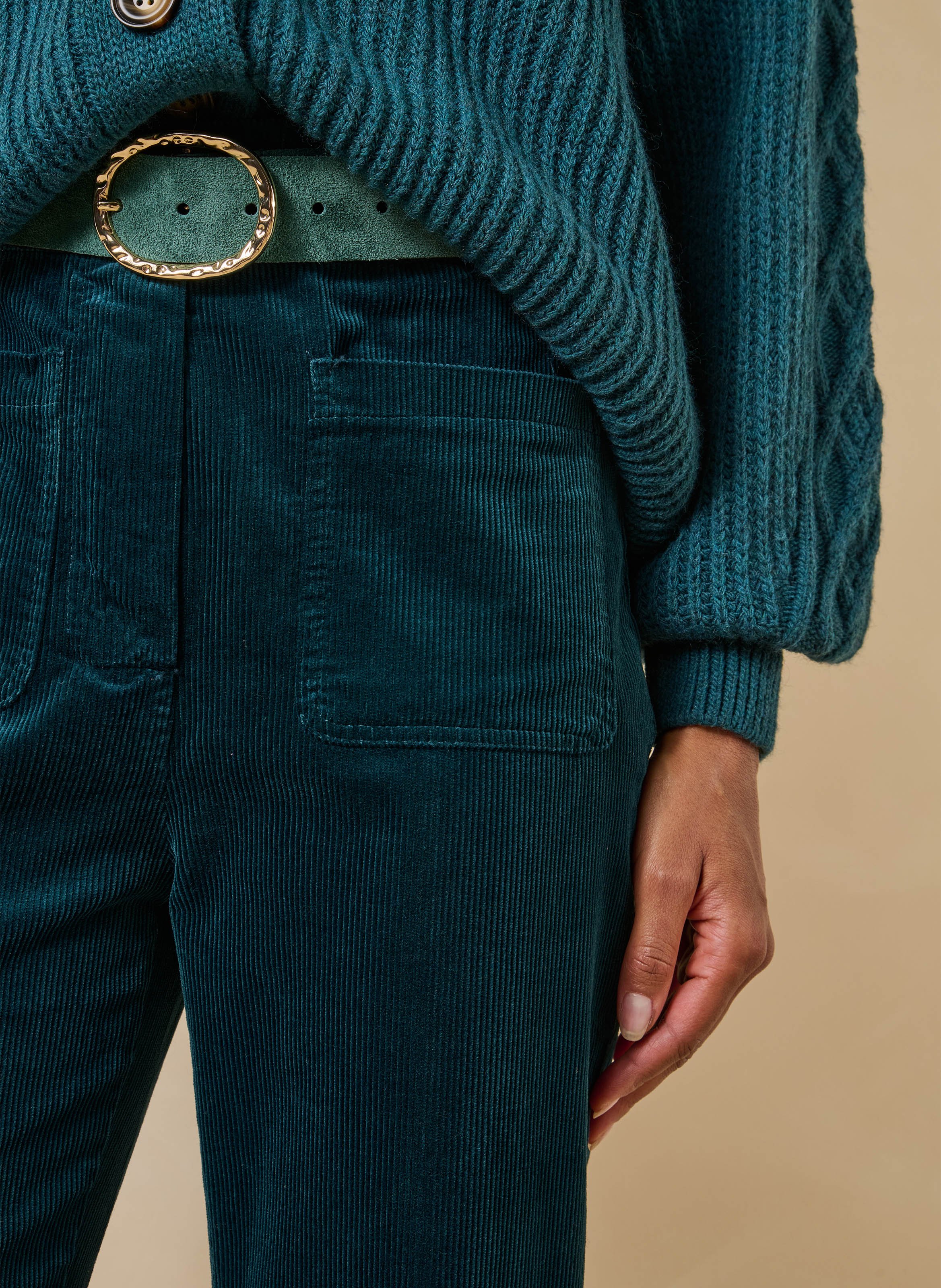 Wijde ribfluwelen broek van katoenmix LA FEE MARABOUTEE Blauw