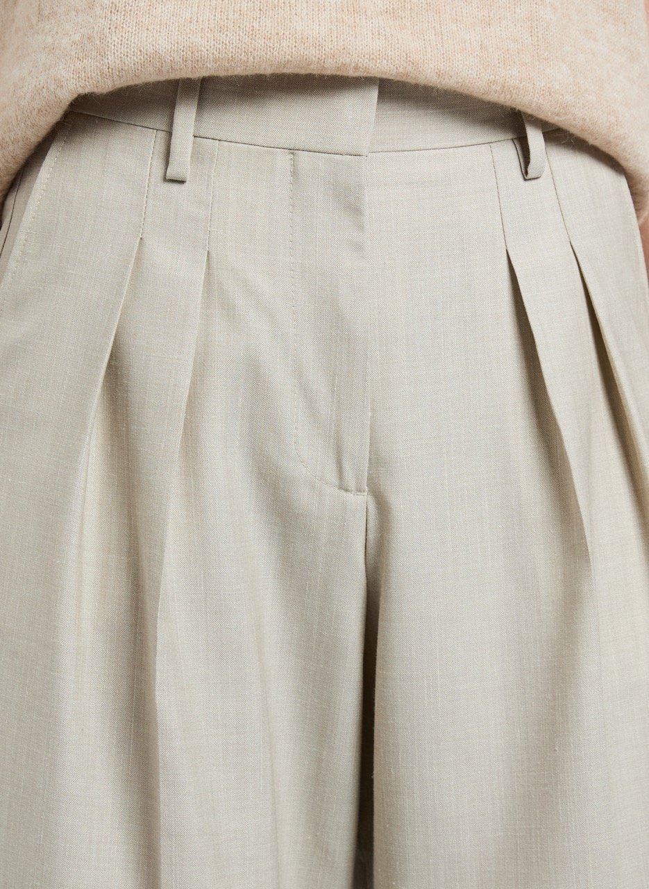 Pantalon à pinces VALOU en laine et soie  SAISON 1865 Beige