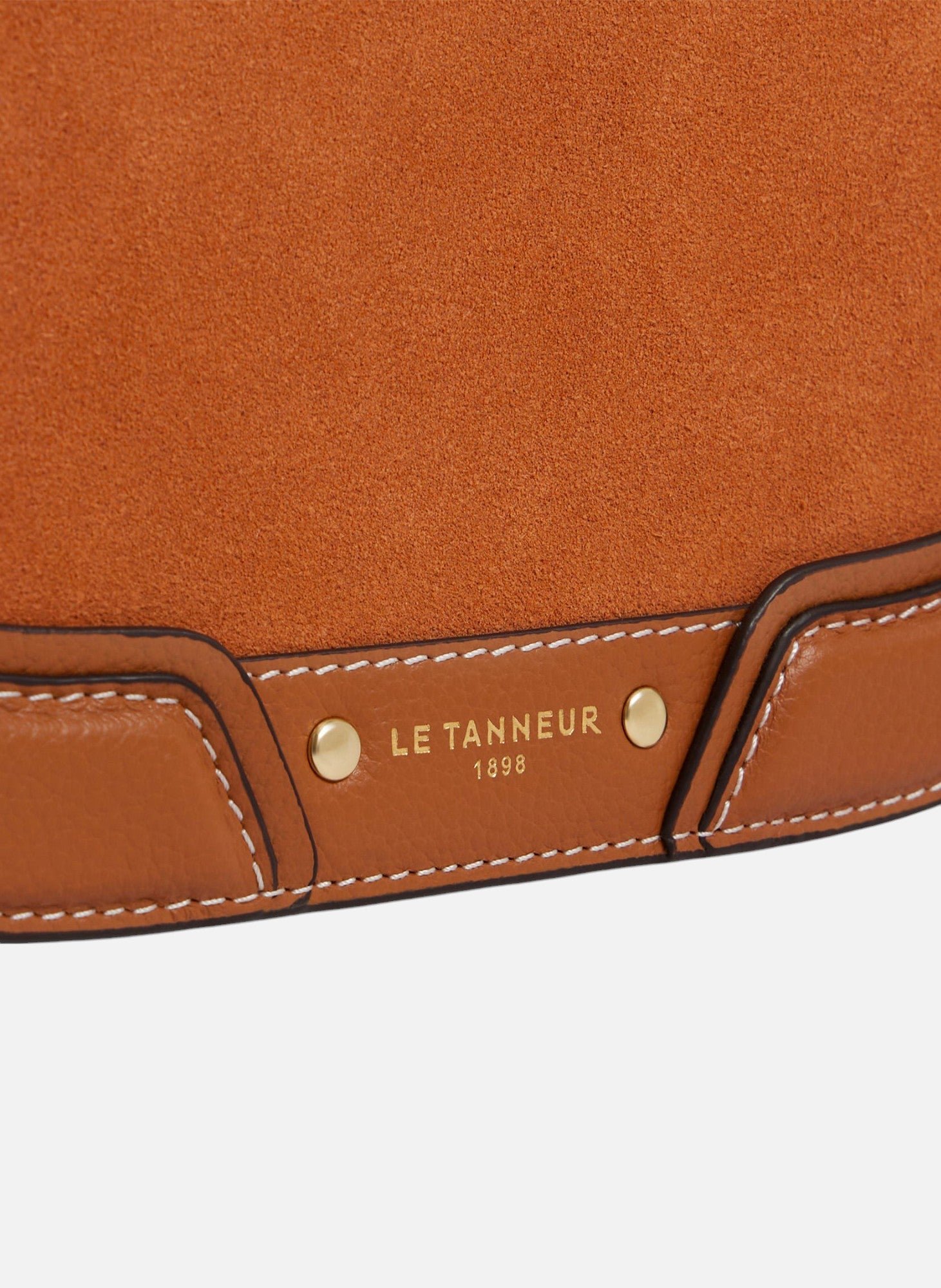 Sac bandoulière moyen modèle ella en cuir grainé et nubuck LE TANNEUR Marron