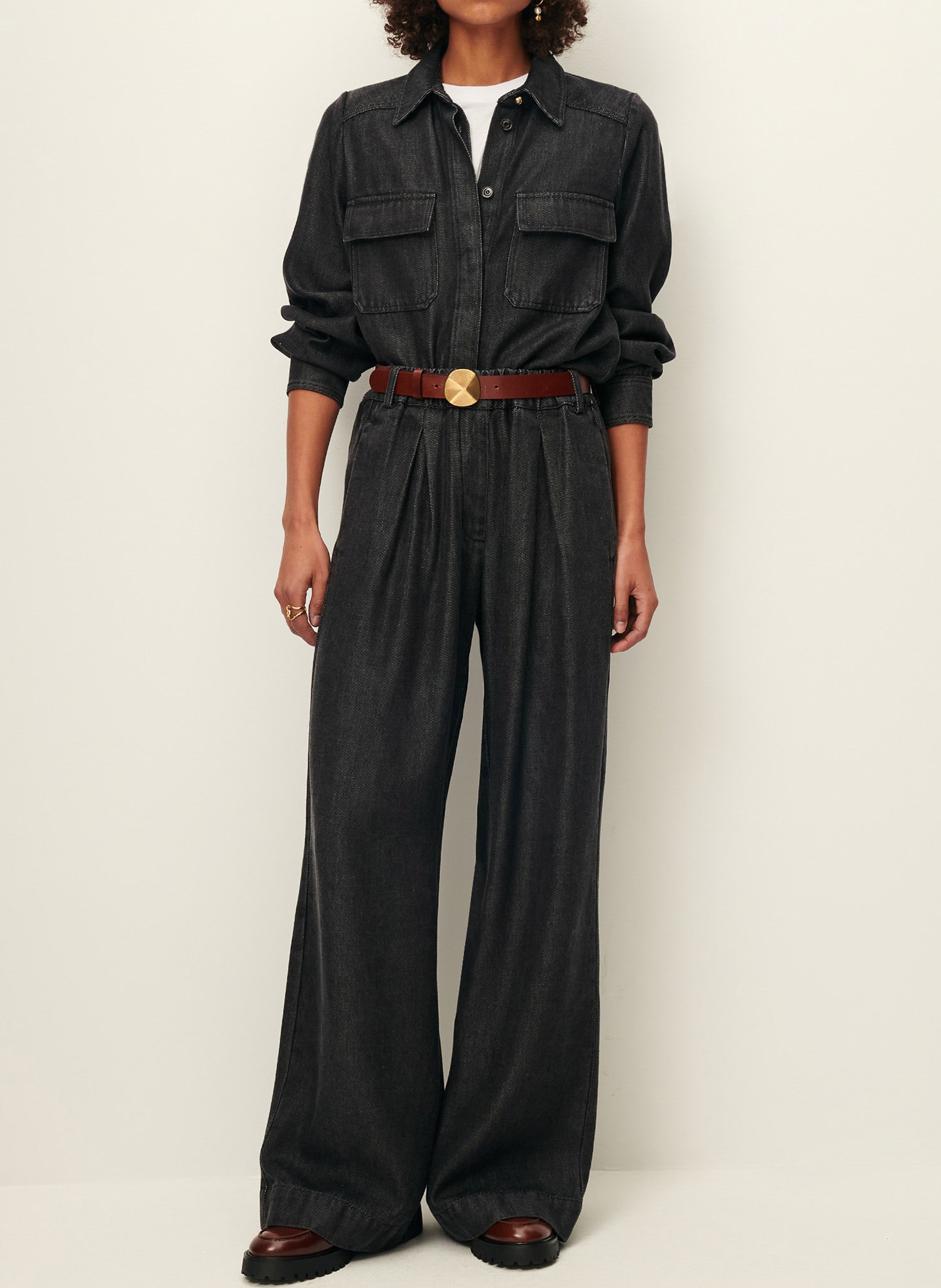 Pantalon large taille haute rinim SESSUN Gris