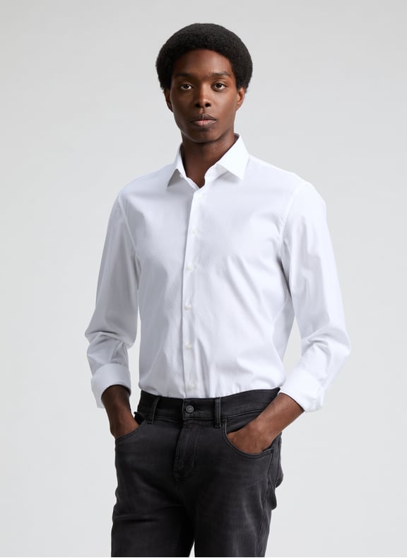 Textured shirt in blended cotton White by CALVIN KLEIN CALVIN KLEIN Textured shirt in blended cotton White