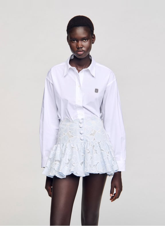 Jupe courte en dentelle Bleu by SANDRO SANDRO Jupe courte en dentelle Bleu