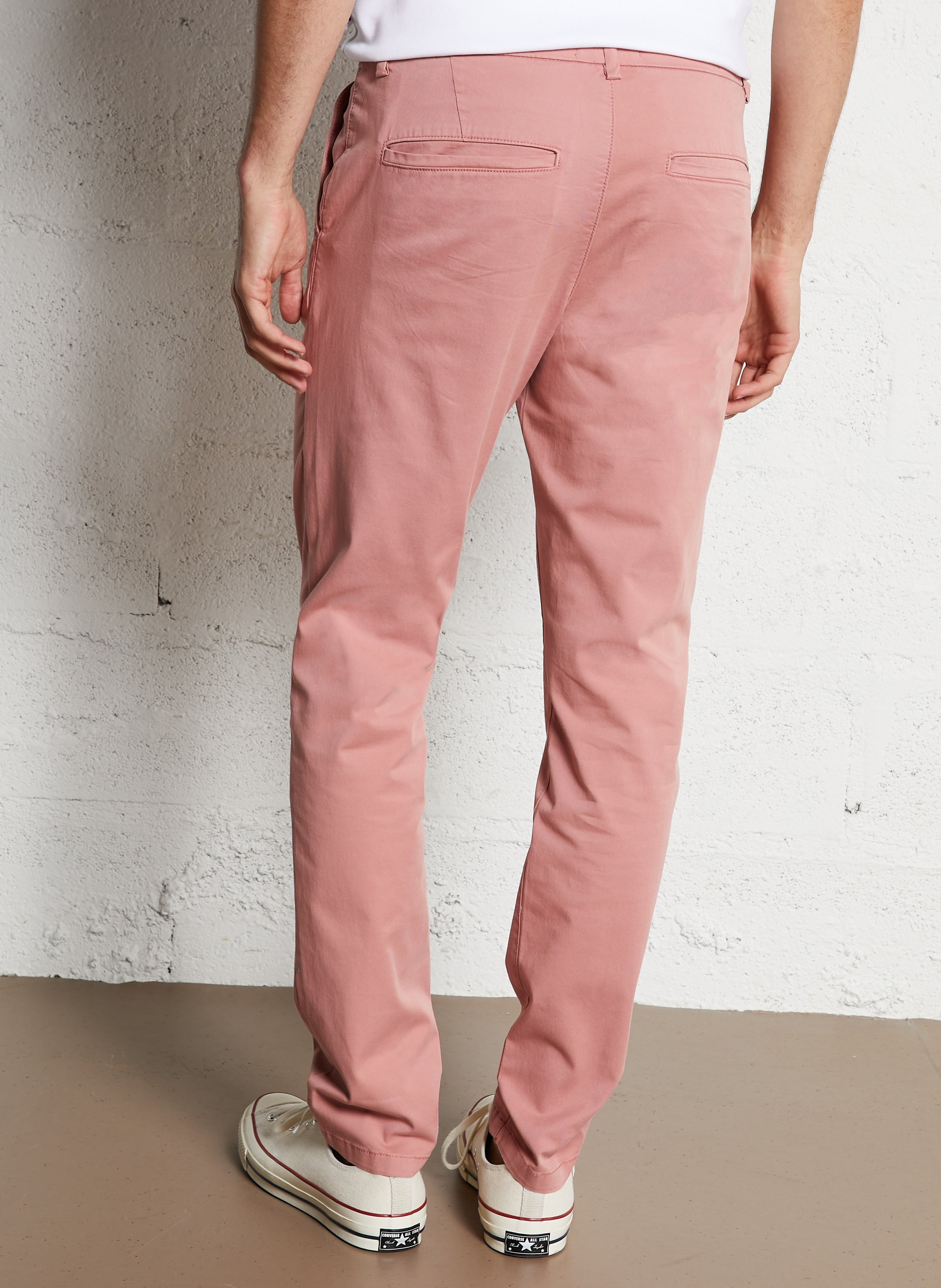 Pantalon droit en coton mélangé IKKS Rose