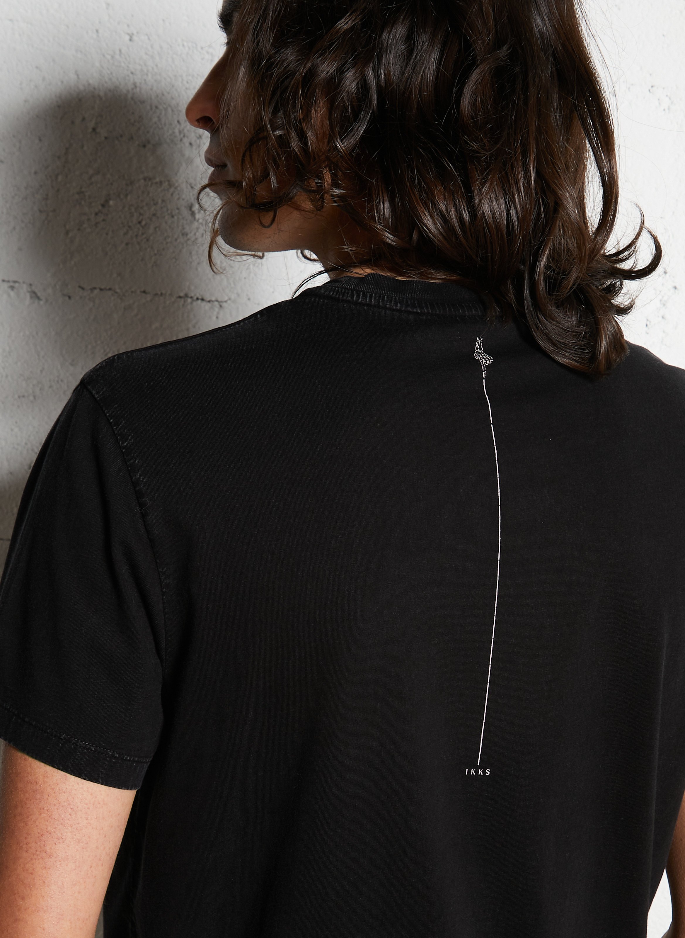 Tee-shirt droit en coton sérigraphié IKKS Noir