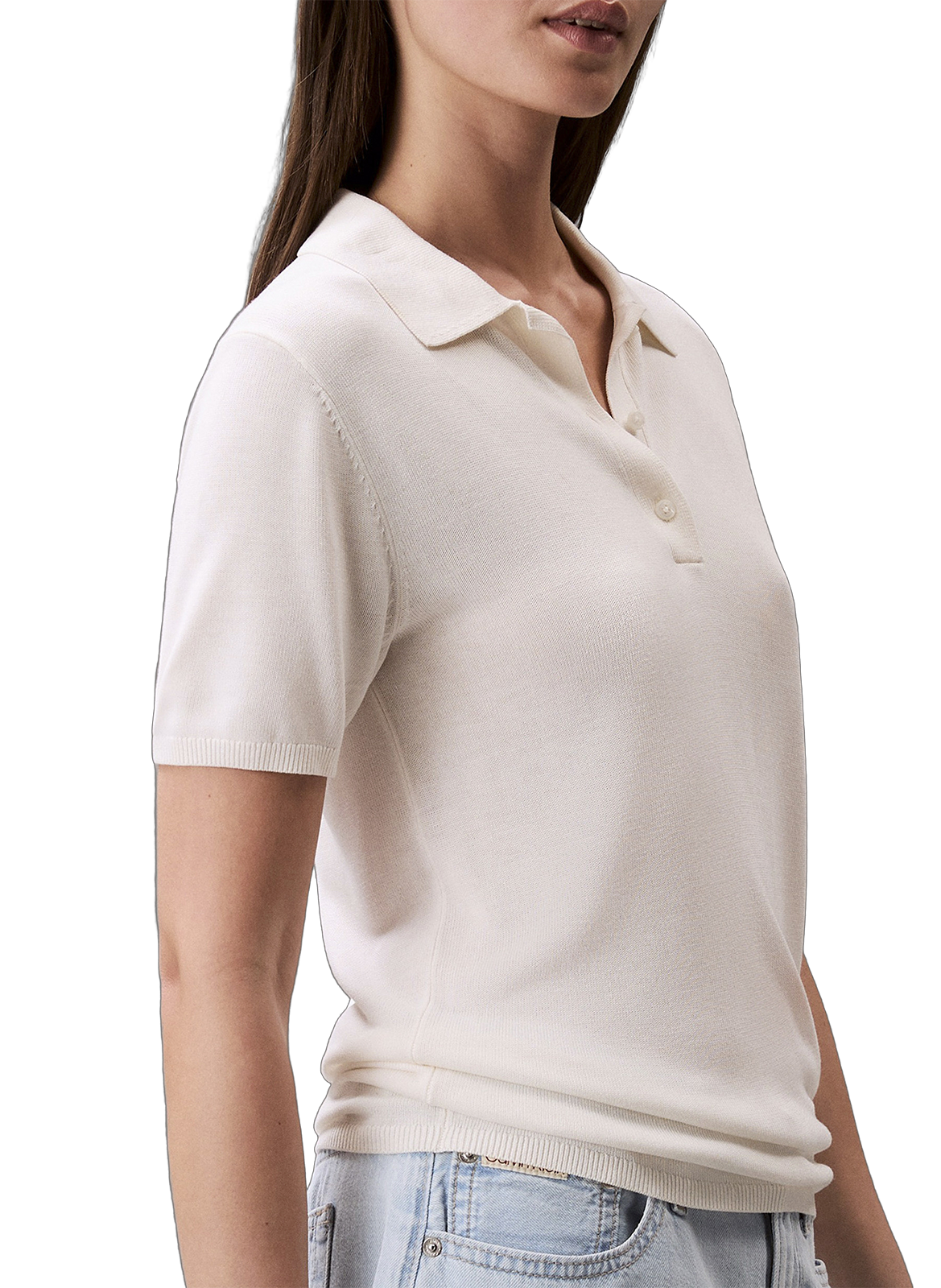 Polo côtelé à manches courtes CALVIN KLEIN Beige