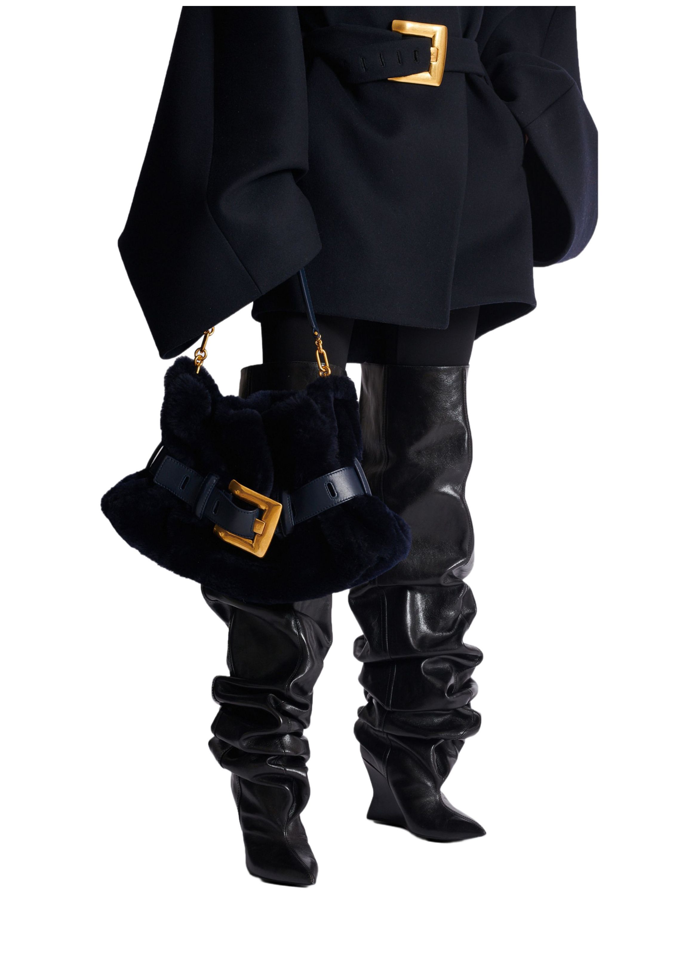 Sac anthem medium en shearling BALMAIN Bleu