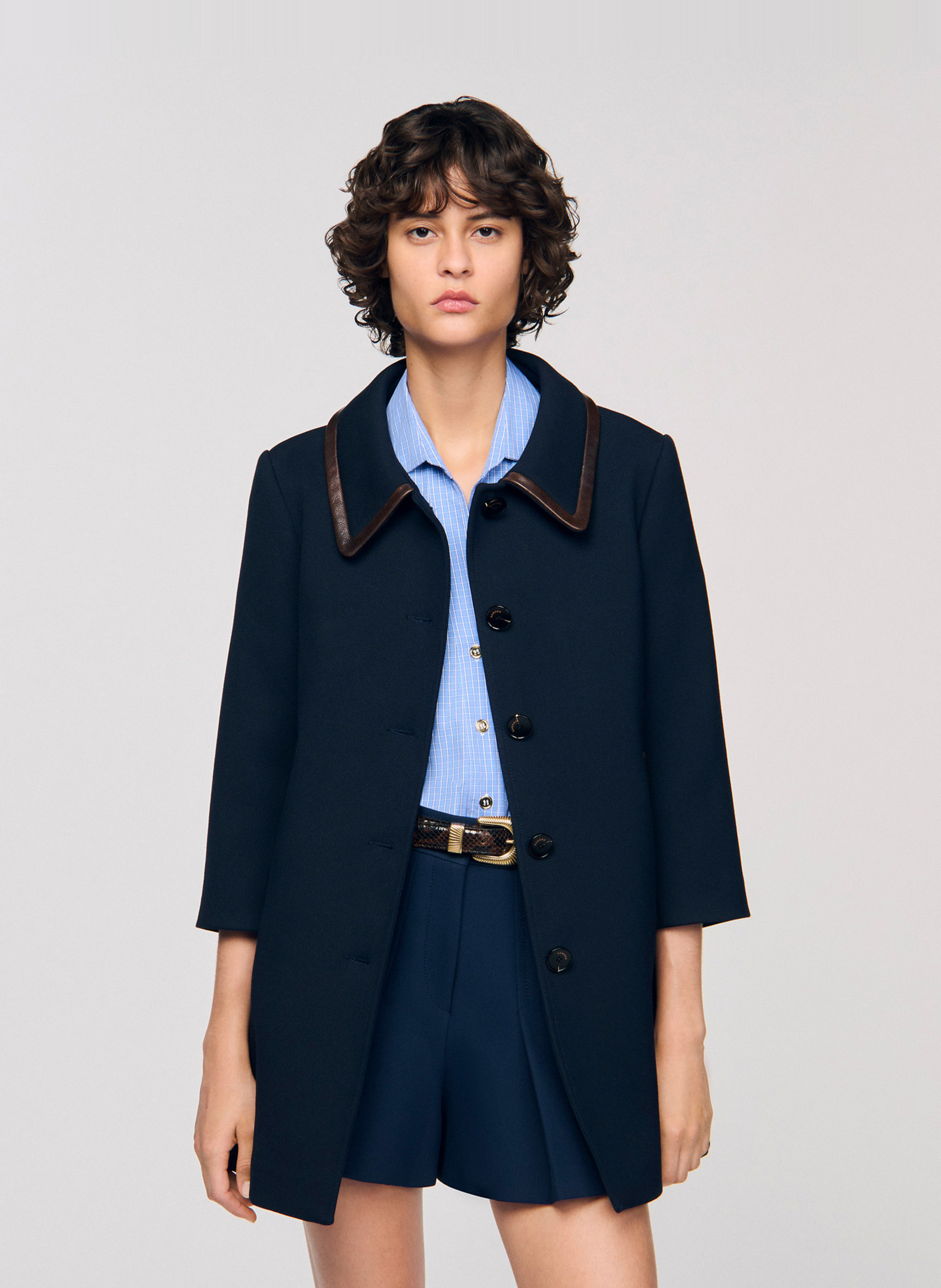Manteau col chemise SANDRO Bleu
