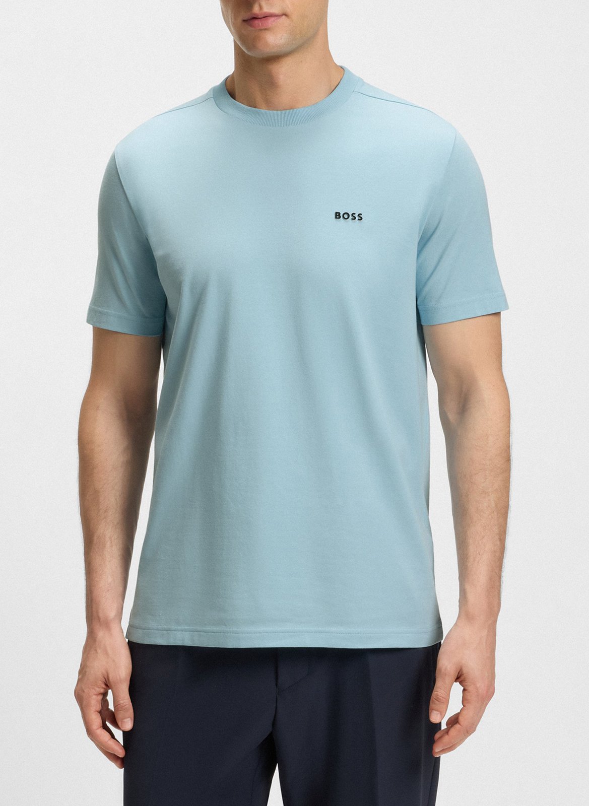 Tee-shirt col rond en coton mélangé BOSS Bleu