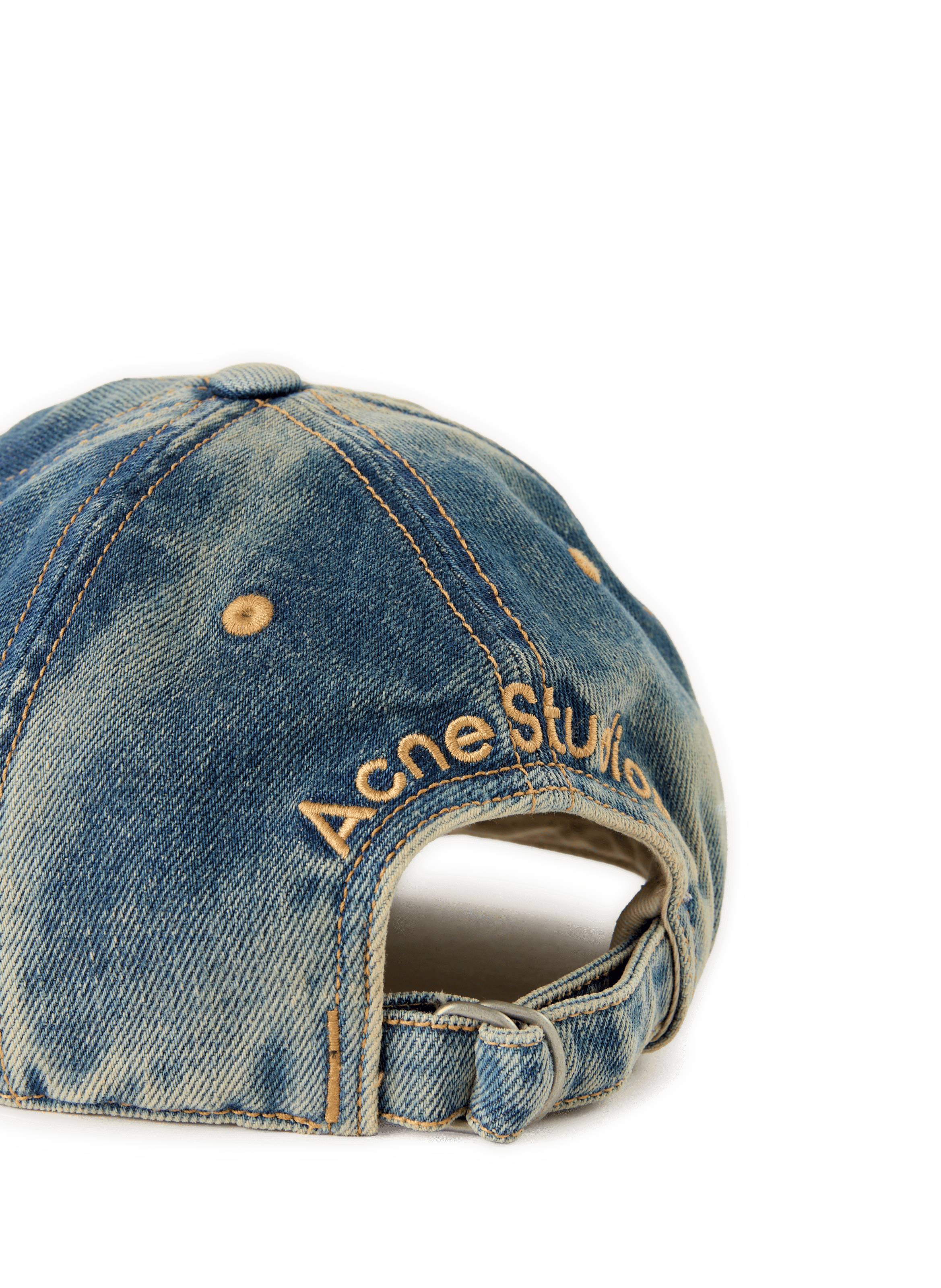 Casquette en denim délavé de coton ACNE STUDIOS Bleu