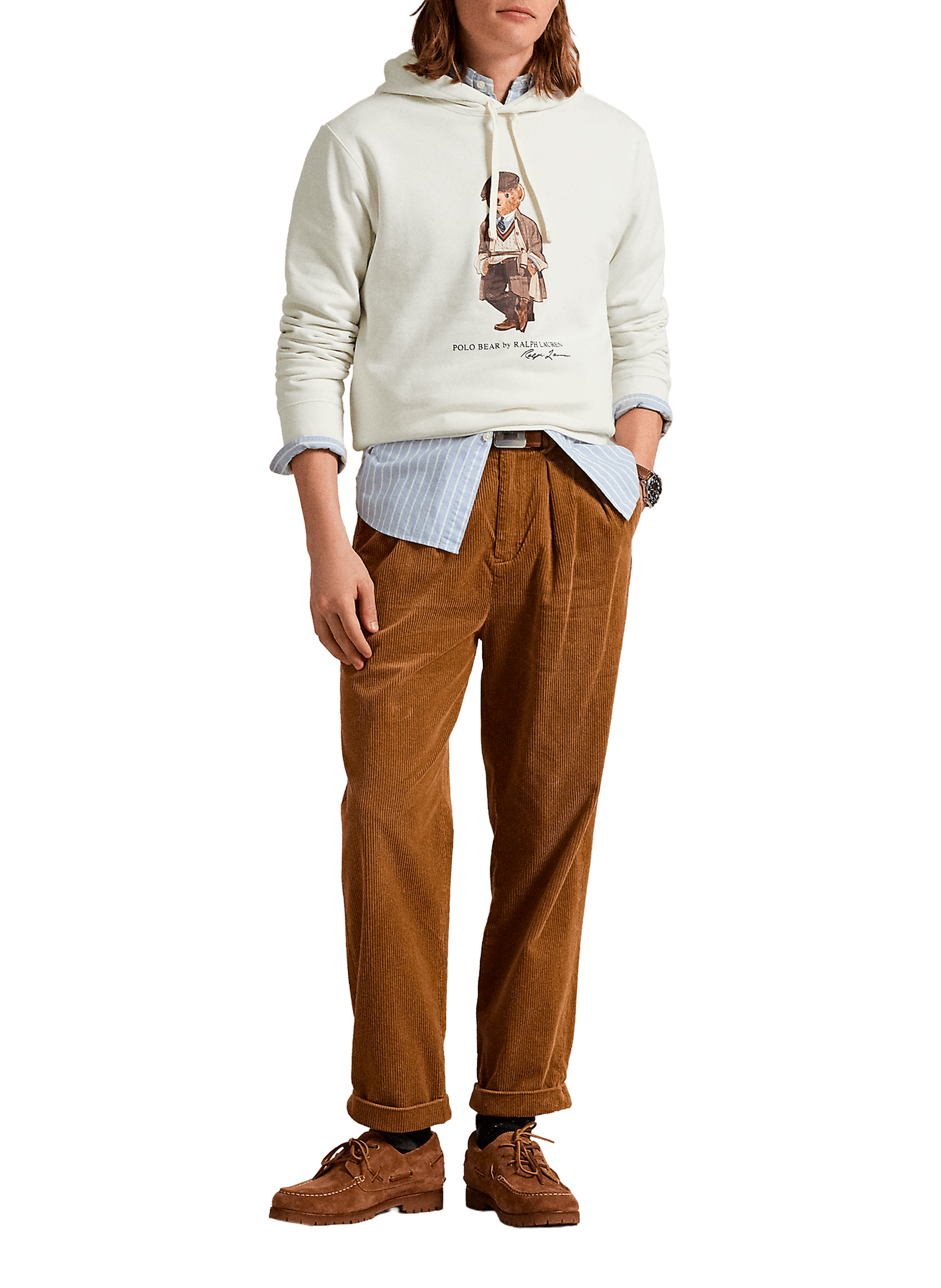 Sweat à capuche en coton mélangé POLO RALPH LAUREN Blanc