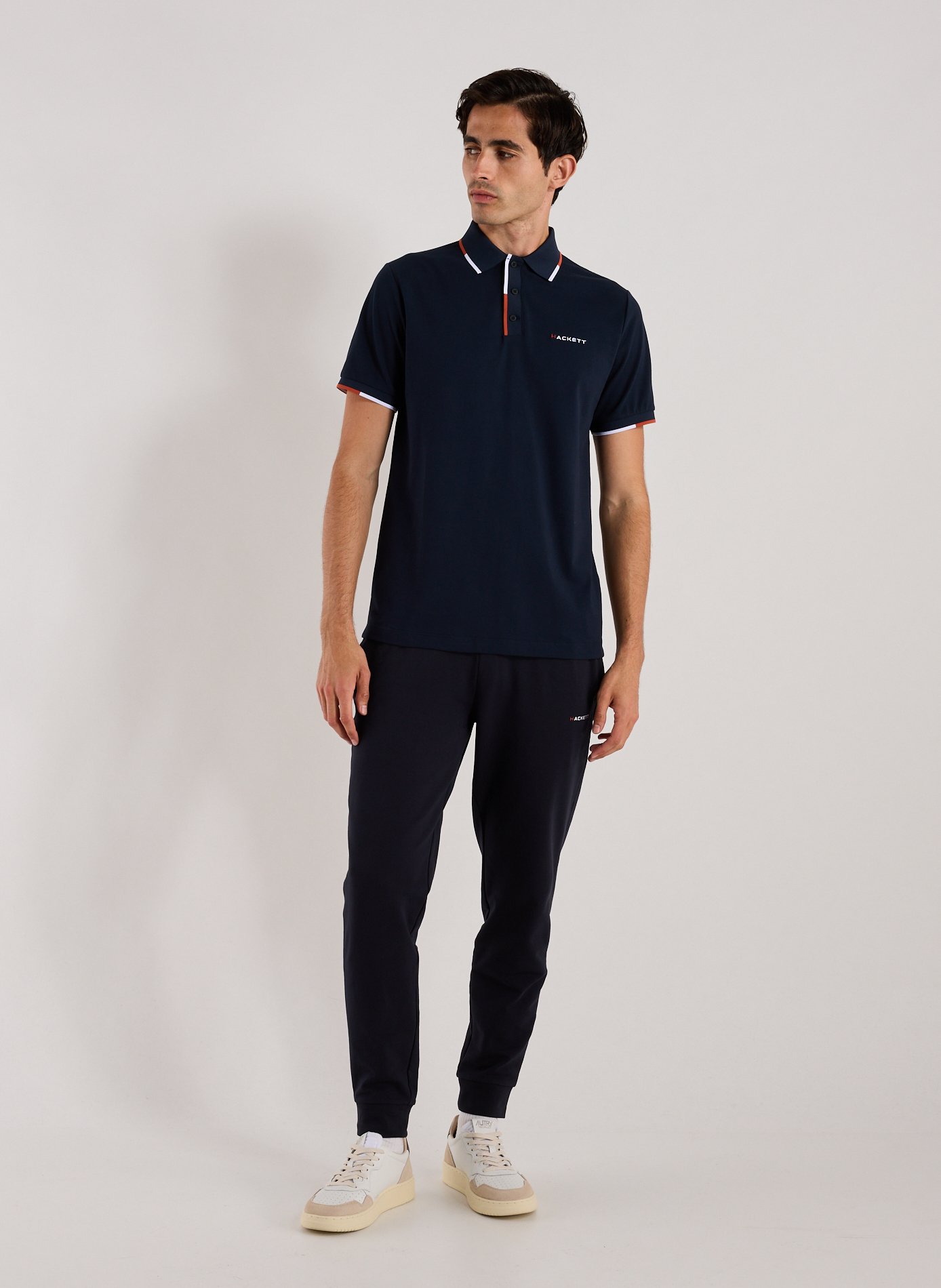 Short-sleeved polo shirt in blended cotton HACKETT Blue