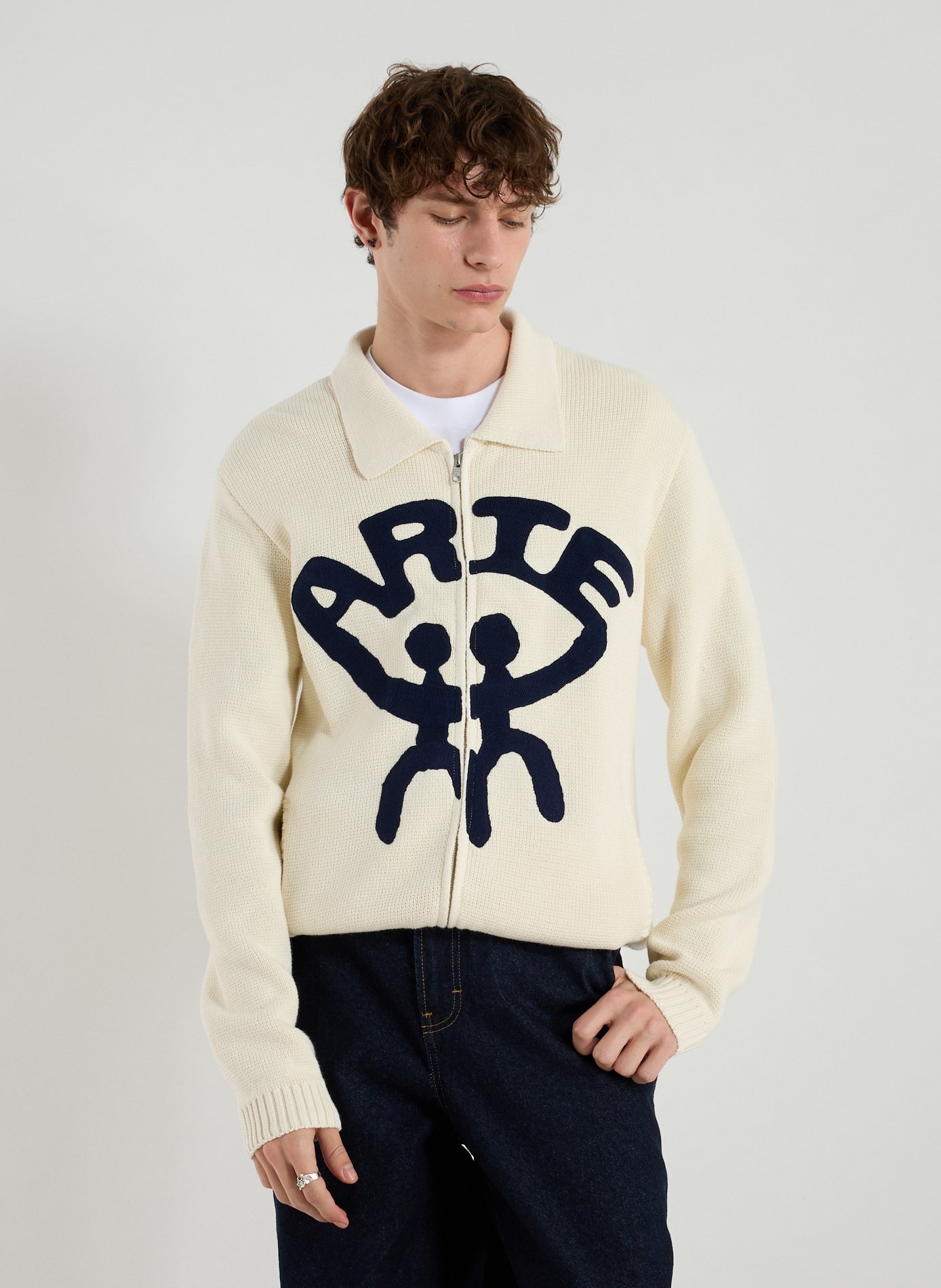 ARTE ANTWERP Cotton zip-up jumper Beige