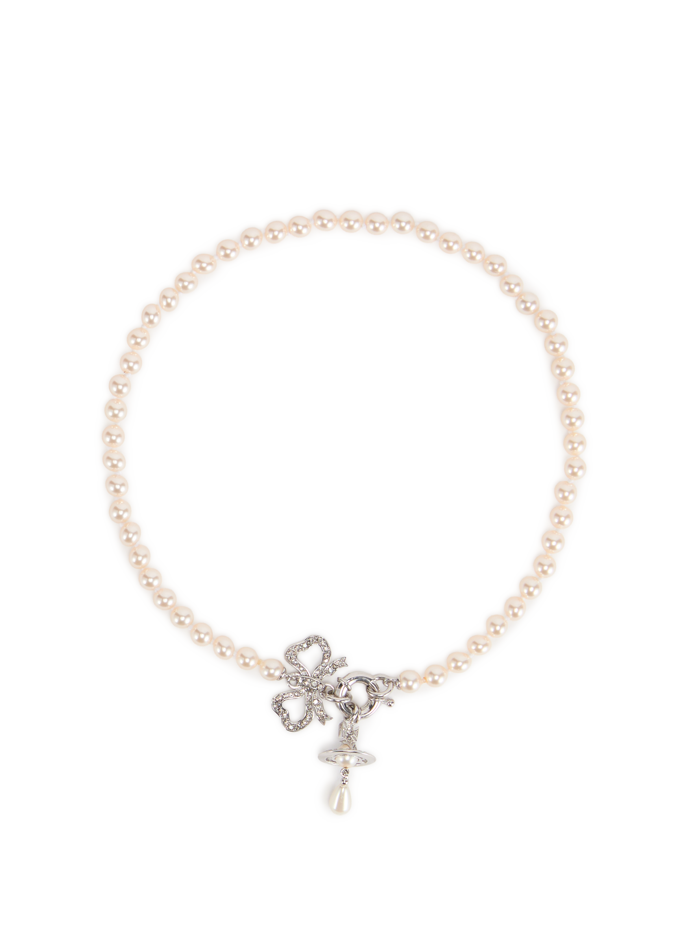 Brass knot necklace with pearl VIVIENNE WESTWOOD Silver