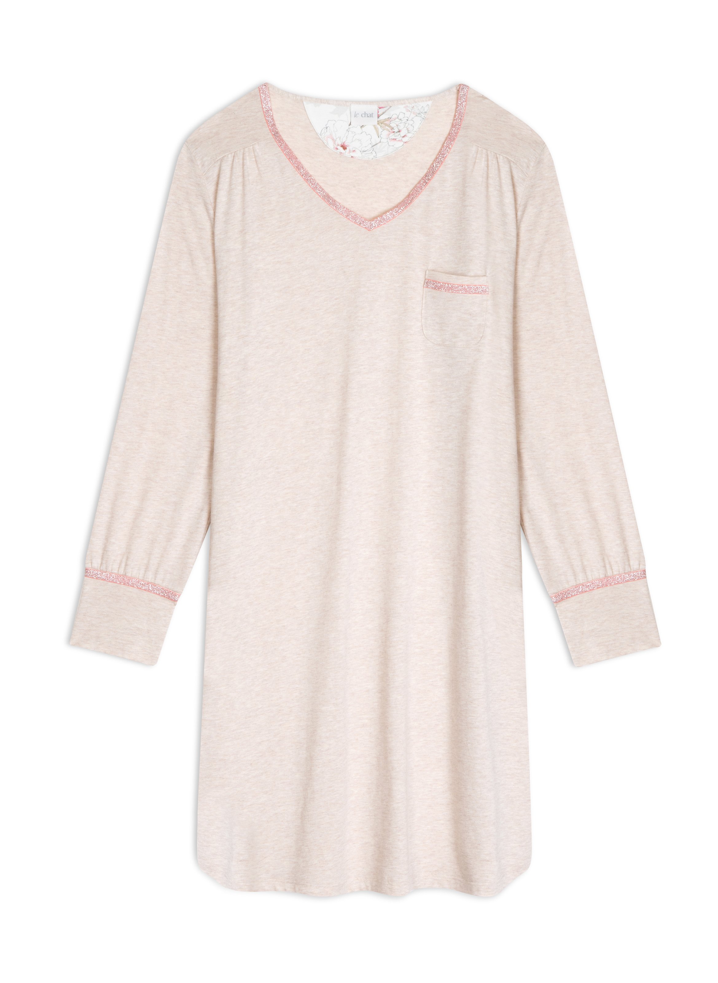 Chemise de nuit en coton modal kelly 121 LE CHAT Beige