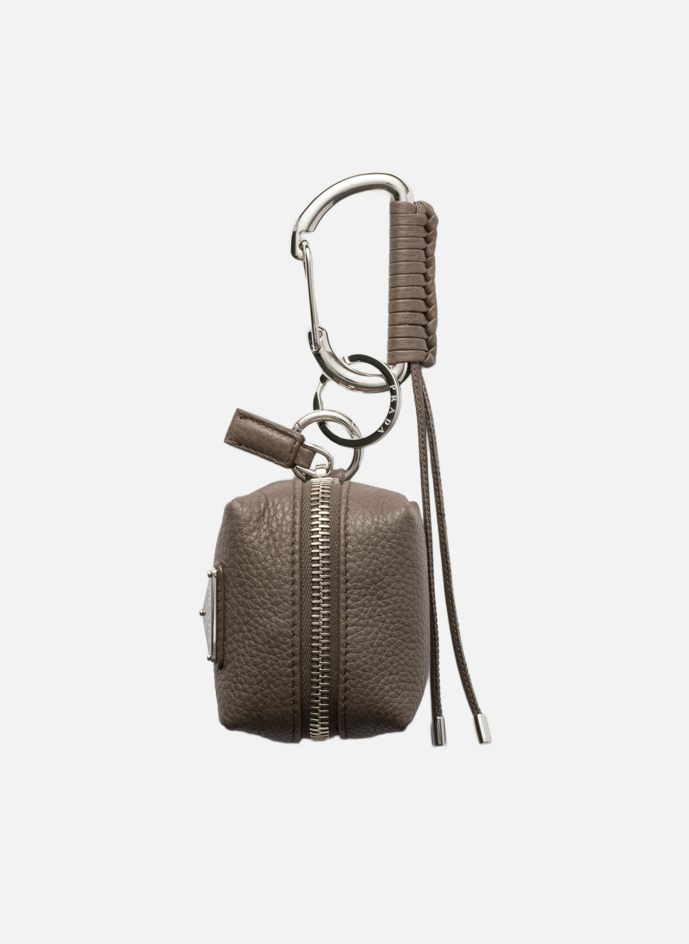 Porte-clés en cuir PRADA Gris