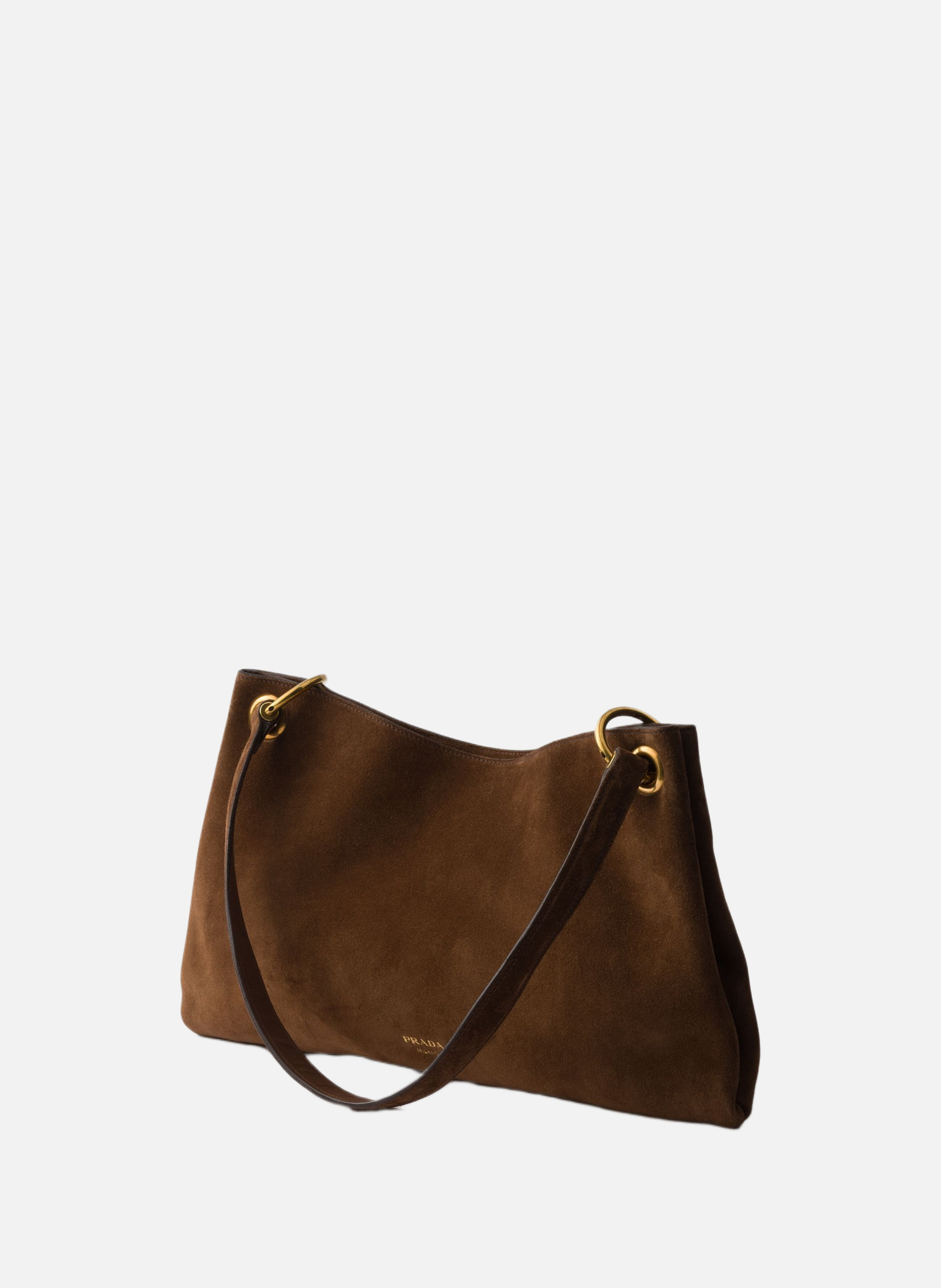 Grand sac porté épaule prada etude en daim PRADA Marron