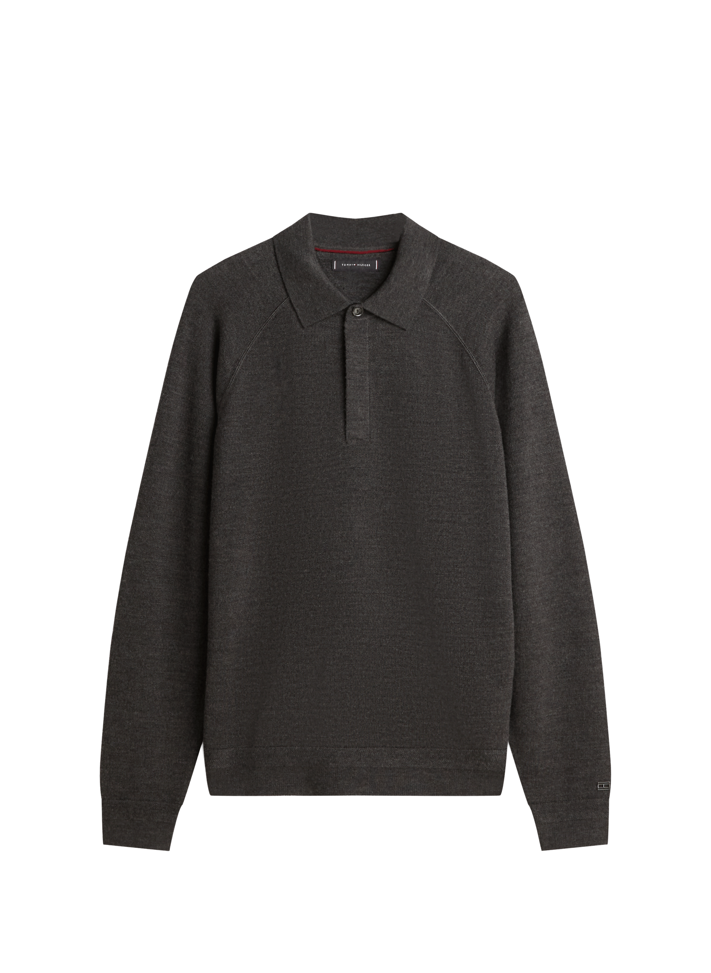 Pull col polo en laine mélangée TOMMY HILFIGER Gris