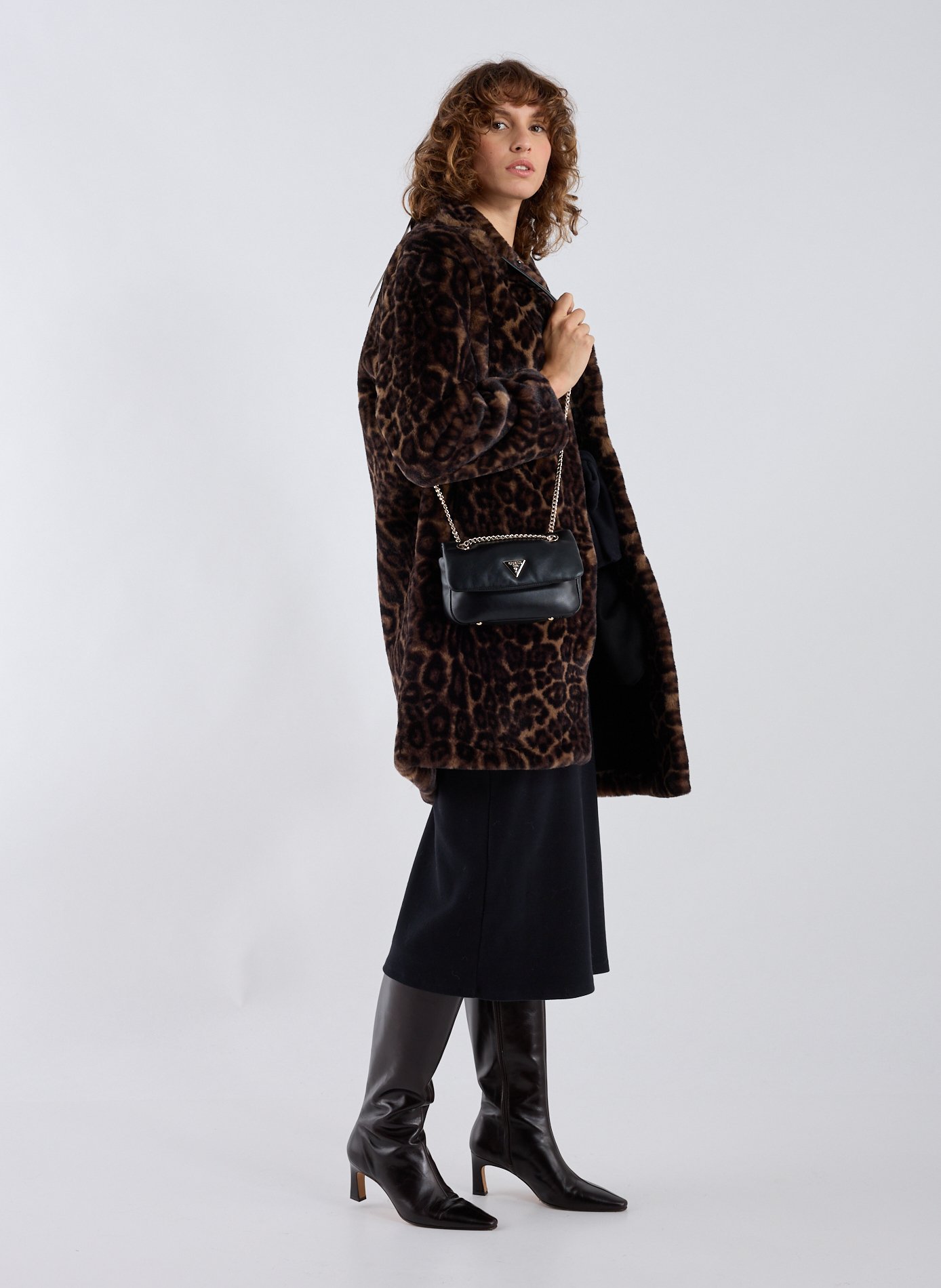 Leopard coat with high neck APPARIS Multicolour