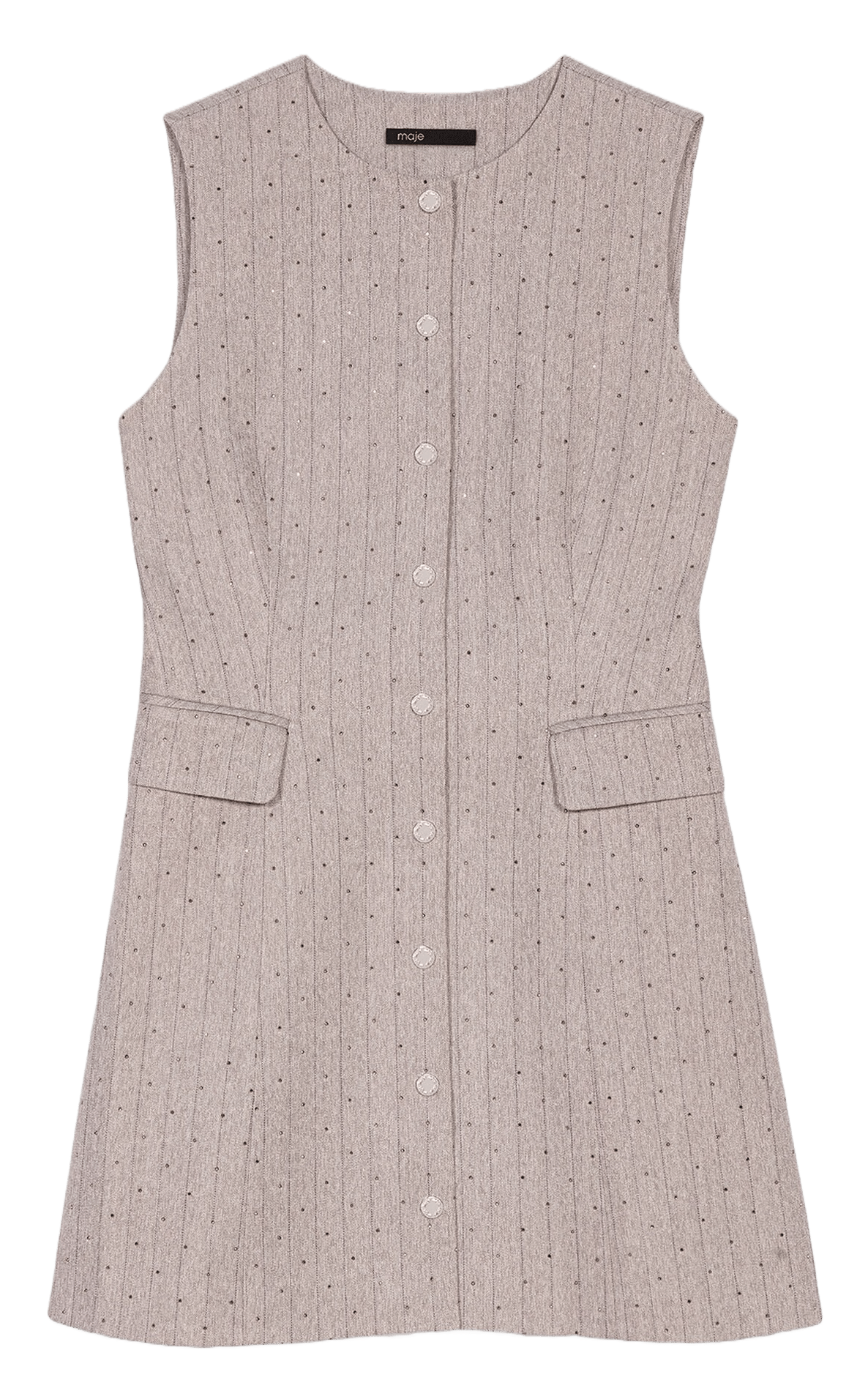 Robe courte droite à rayures MAJE Gris