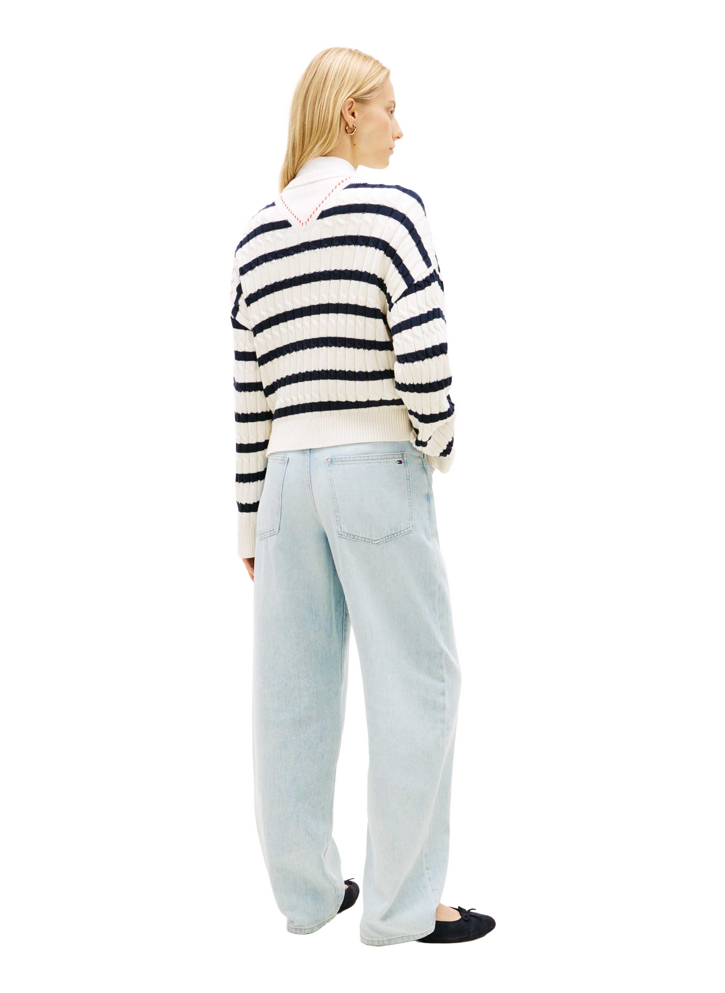 Twisted cotton V-neck sweater TOMMY HILFIGER Multicolour