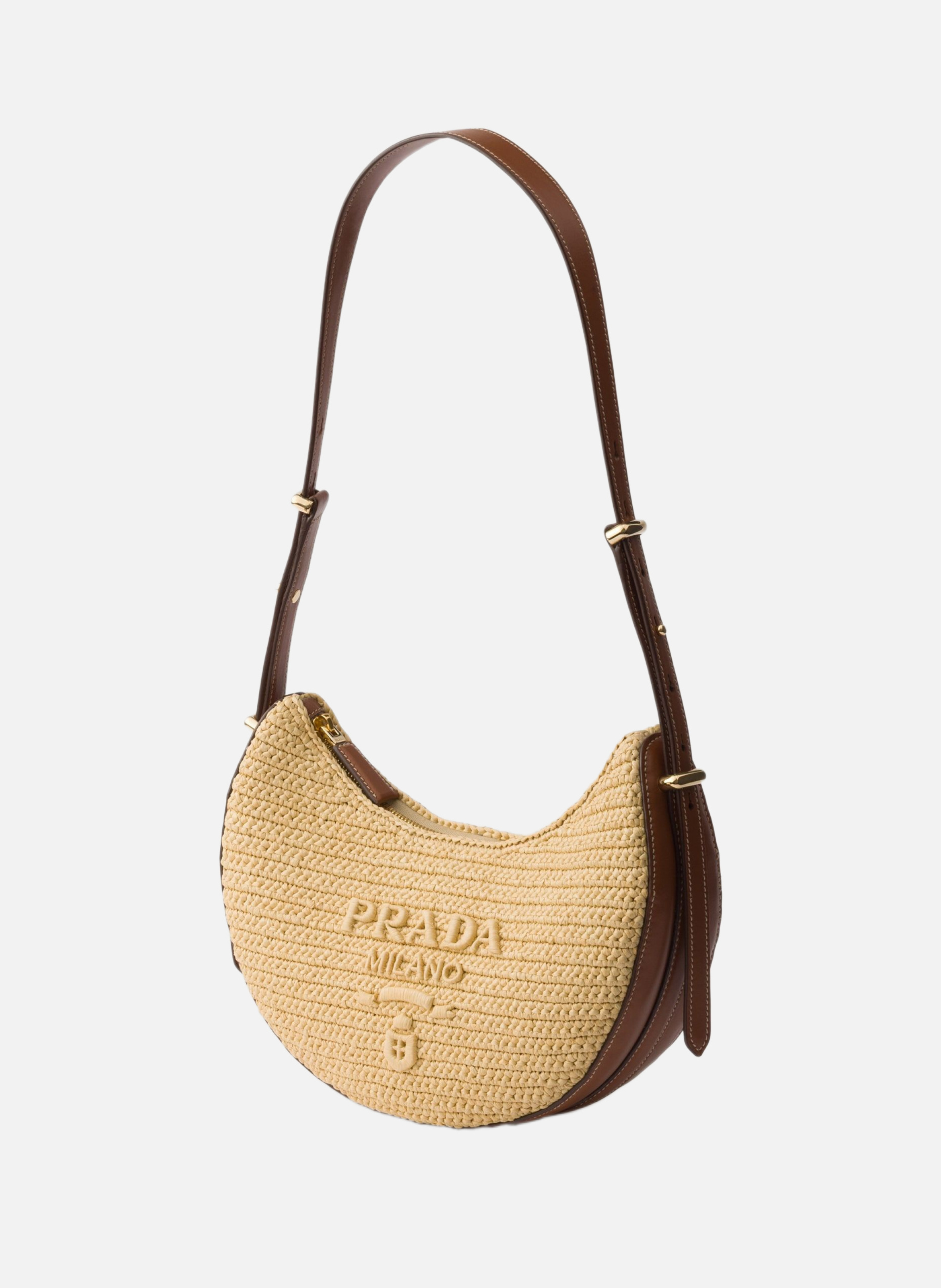 Petit sac prada arqué en crochet et cuir PRADA Beige
