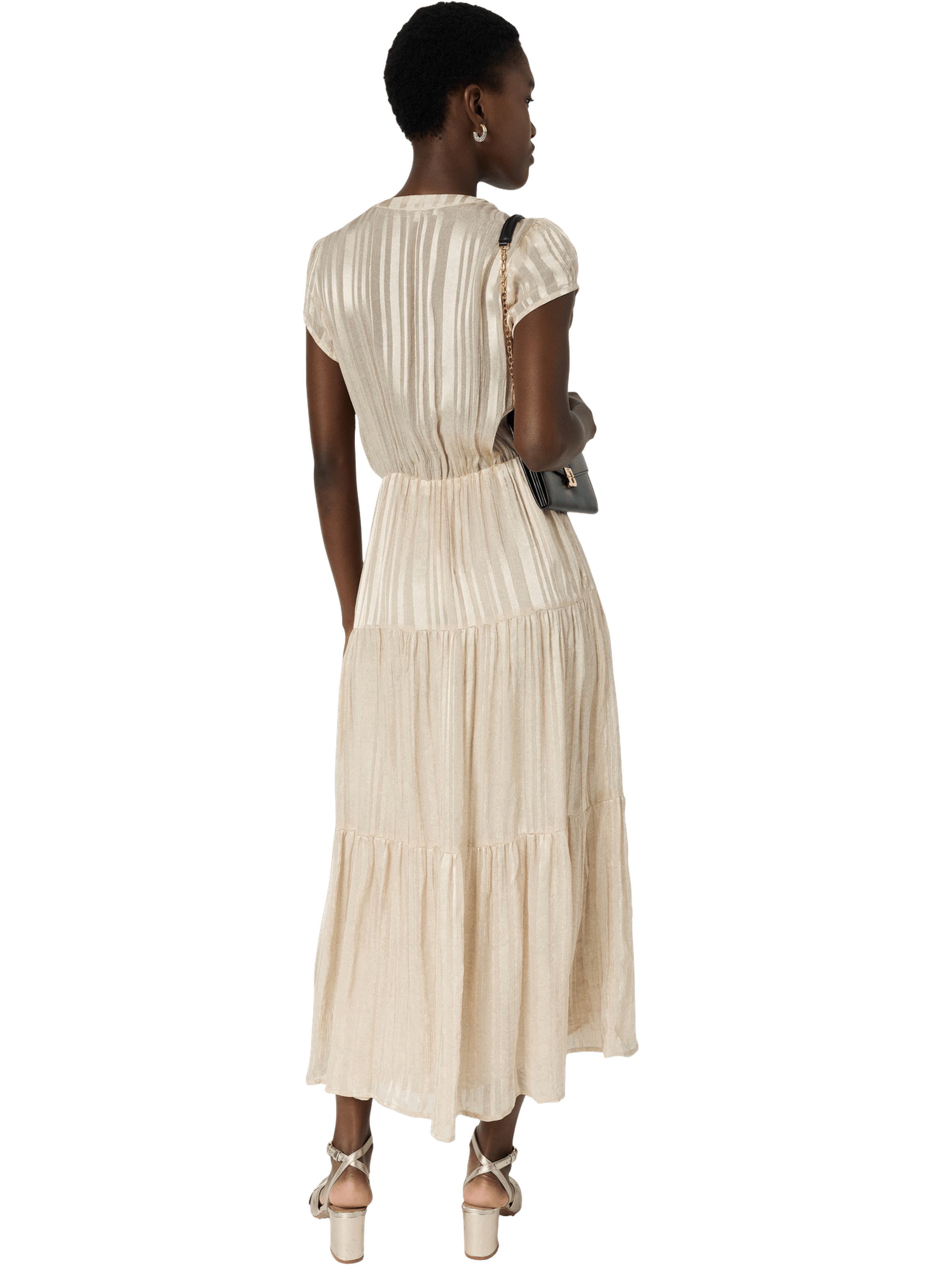 Robe longue et cintrée à lurex doré - rionna GERARD DAREL Beige