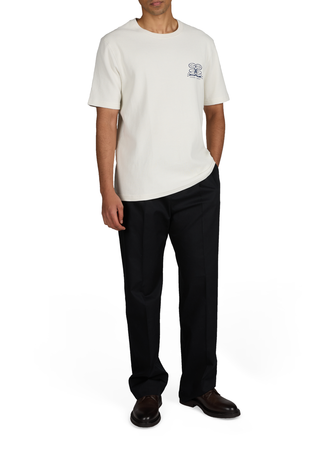 Printed T-shirt in blended organic piqué cotton SAMSOE SAMSOE Beige