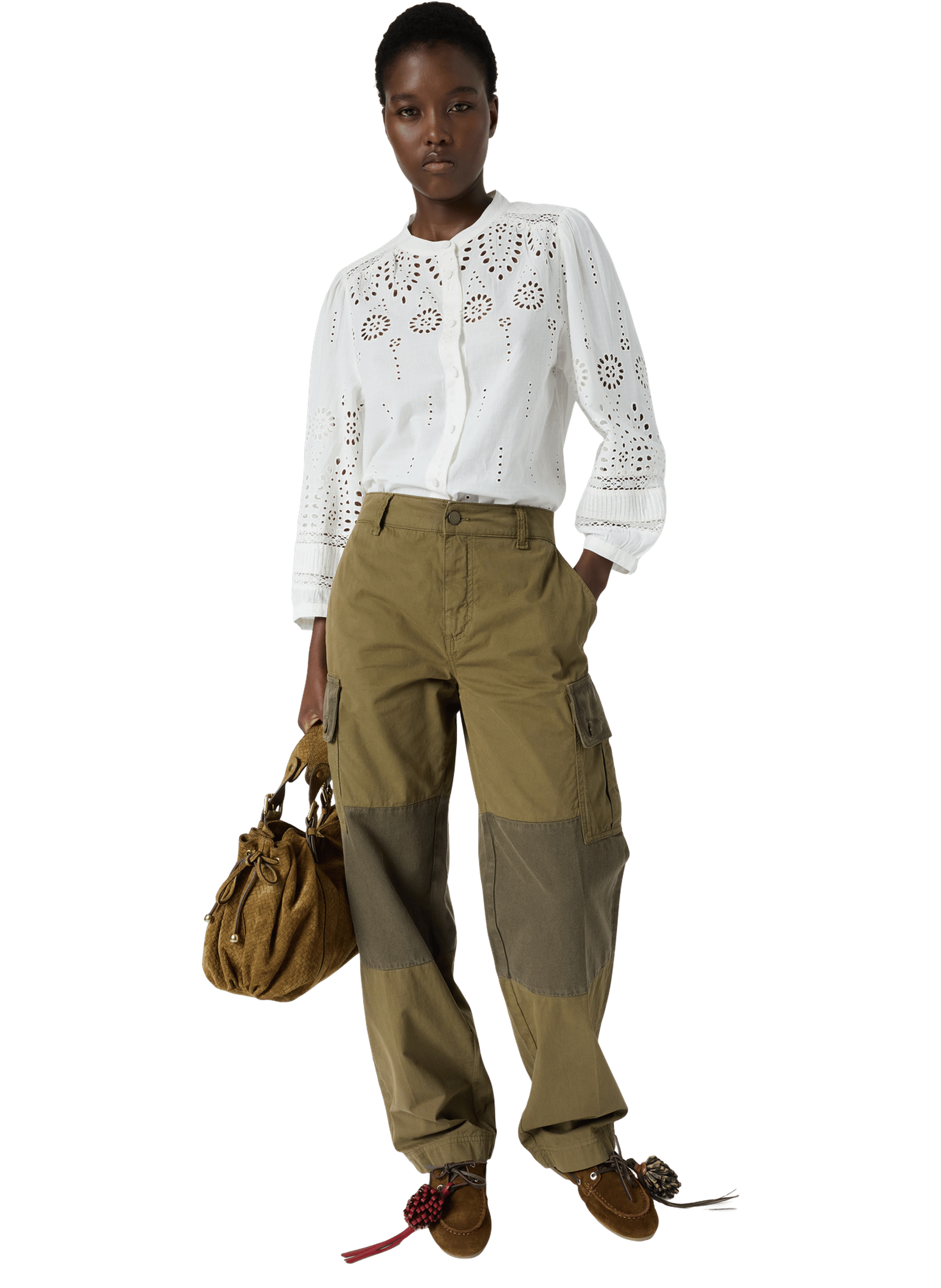 Chemise à broderies en coton - cybella GERARD DAREL Beige