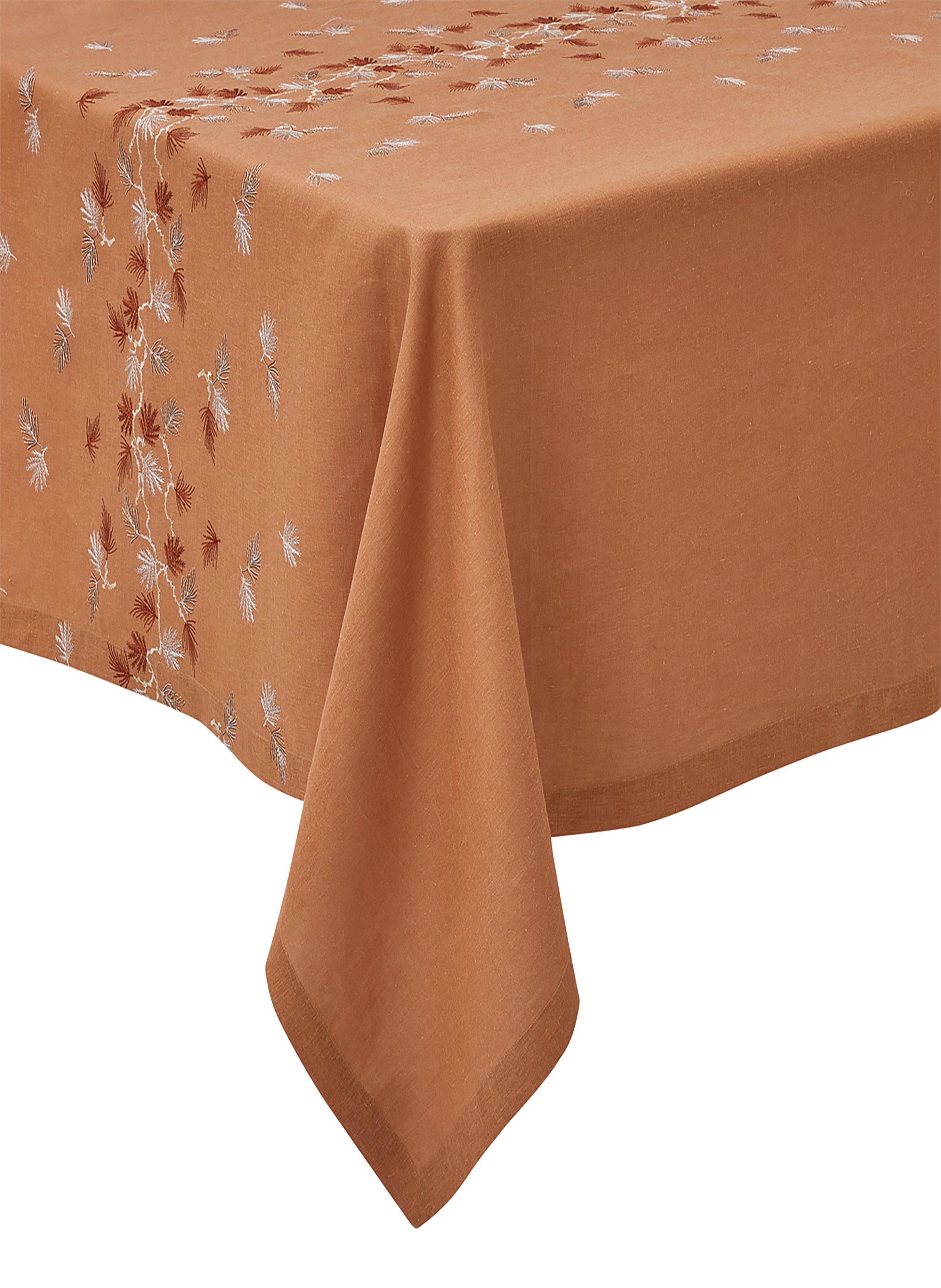 Nappe imprimée en lin, ramage ALEXANDRE TURPAULT Marron