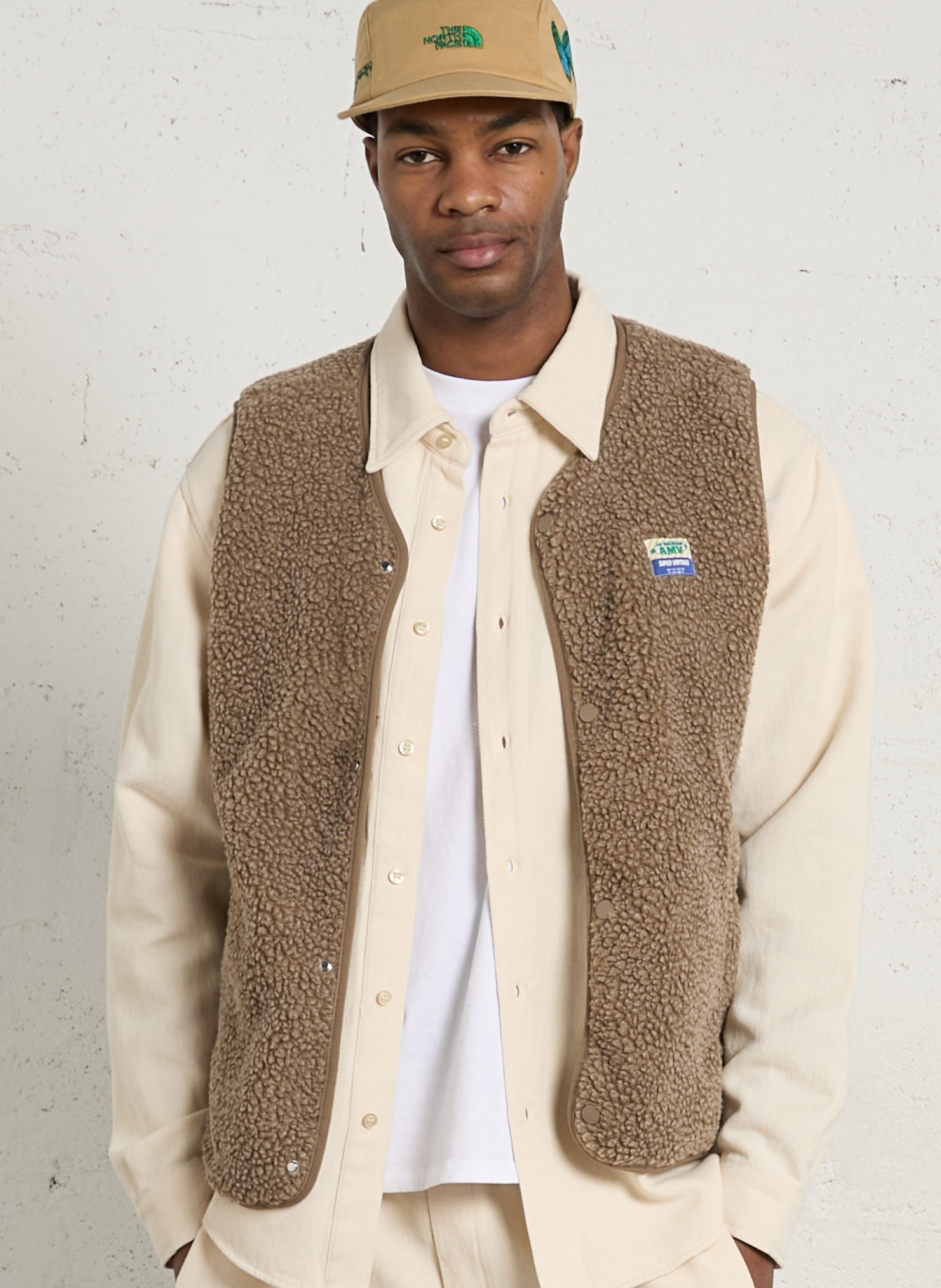 Veste col rond en sherpa hoktown AMERICAN VINTAGE Marron