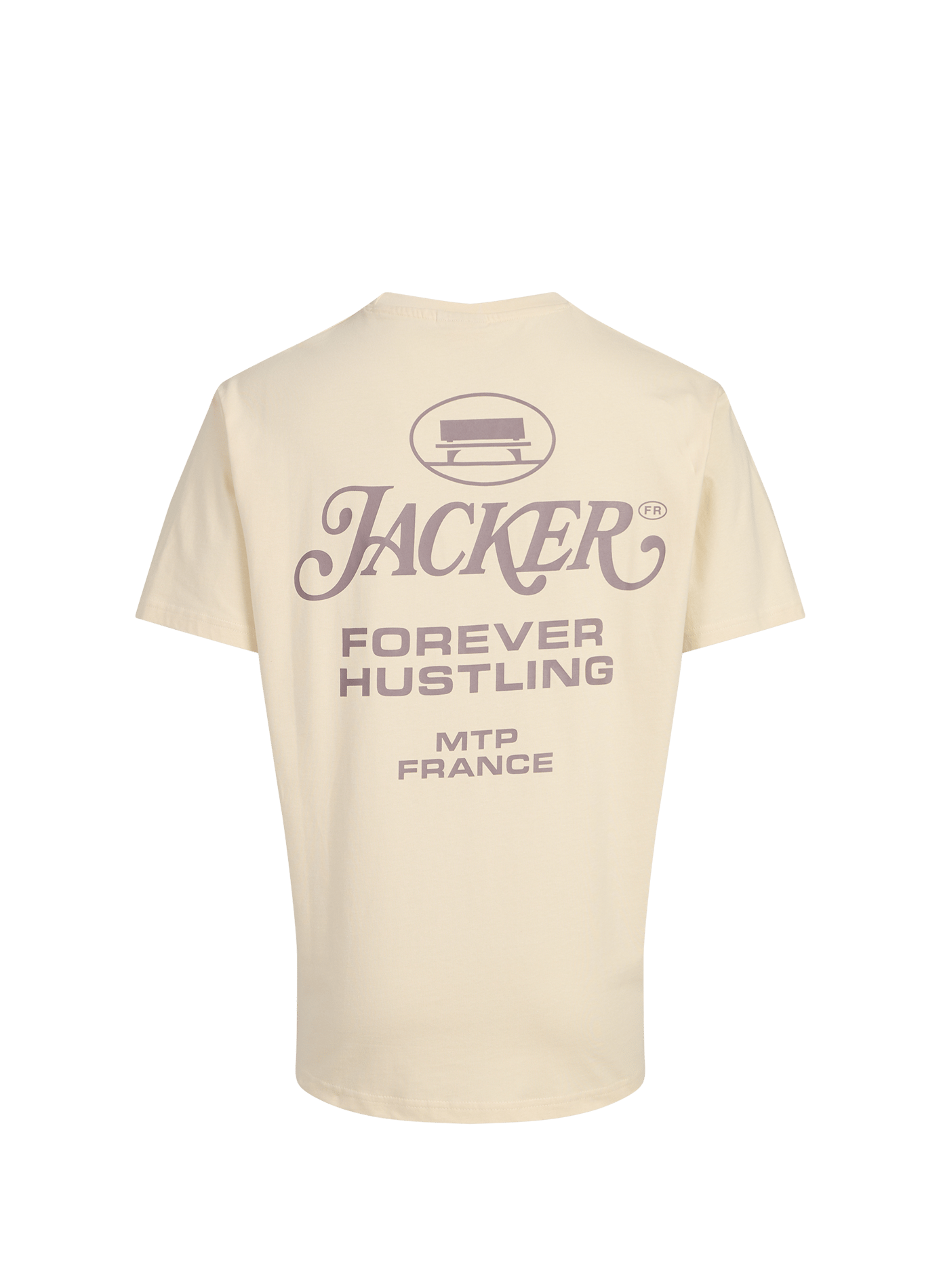 Straight printed cotton T-shirt JACKER. Beige
