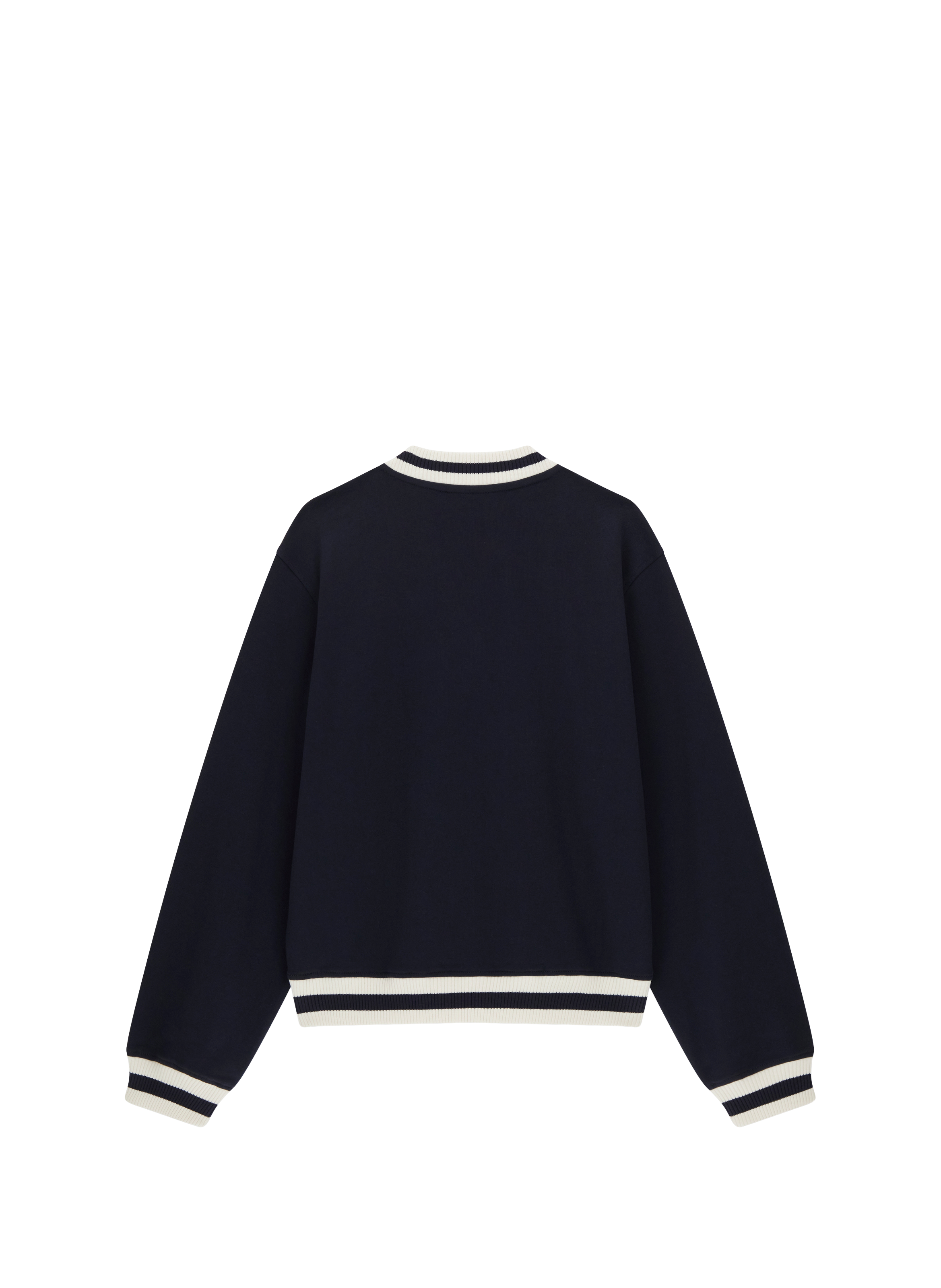 Trui met V-hals en geborduurd logodetail van een katoenmix. GUESS Blauw