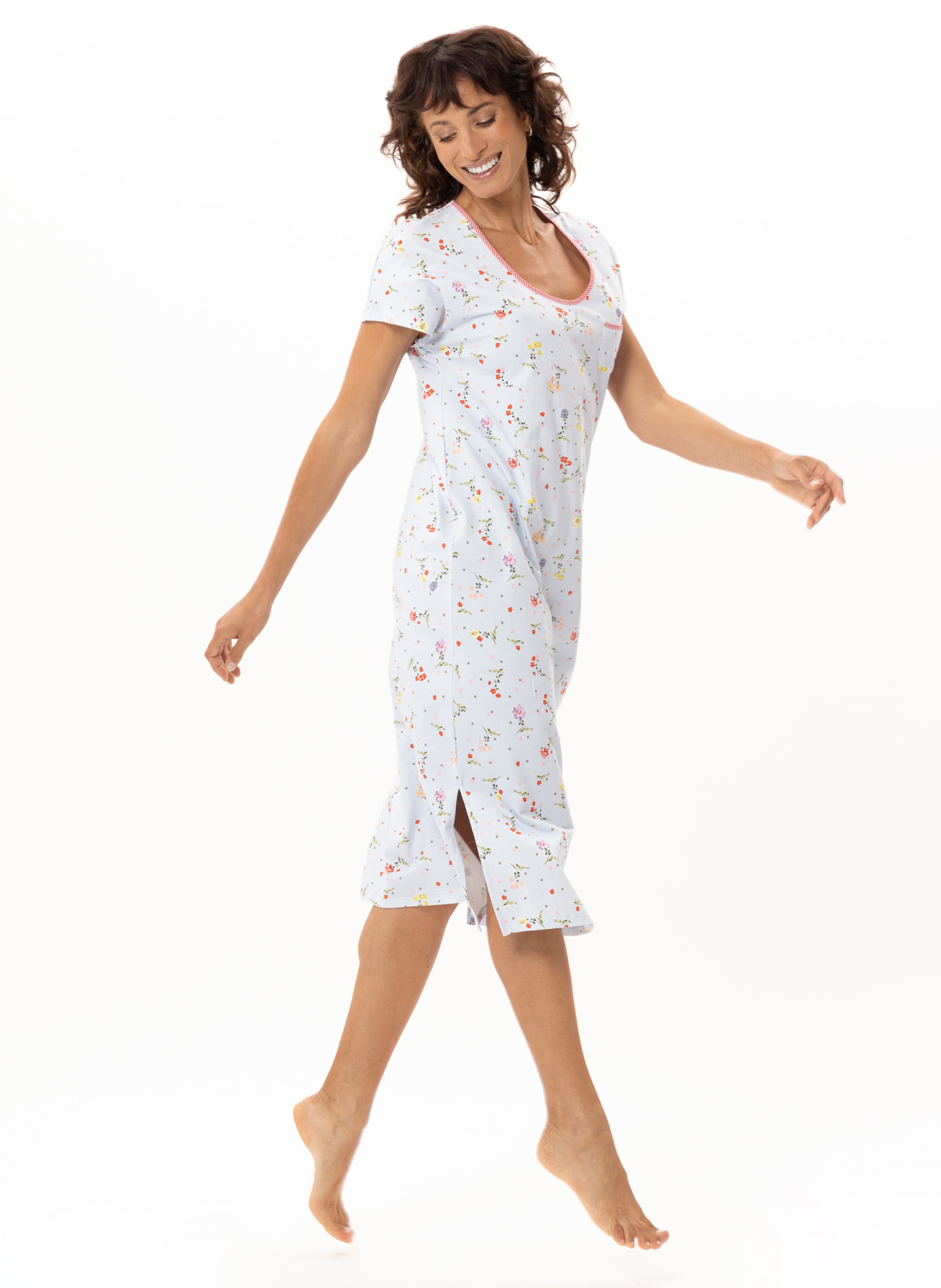 Chemise de nuit longue en coton daisy 211 LE CHAT Multicolore