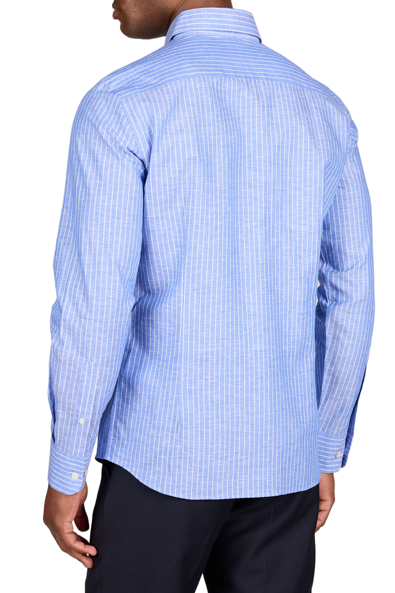Chemise droite en lin et coton HACKETT Bleu
