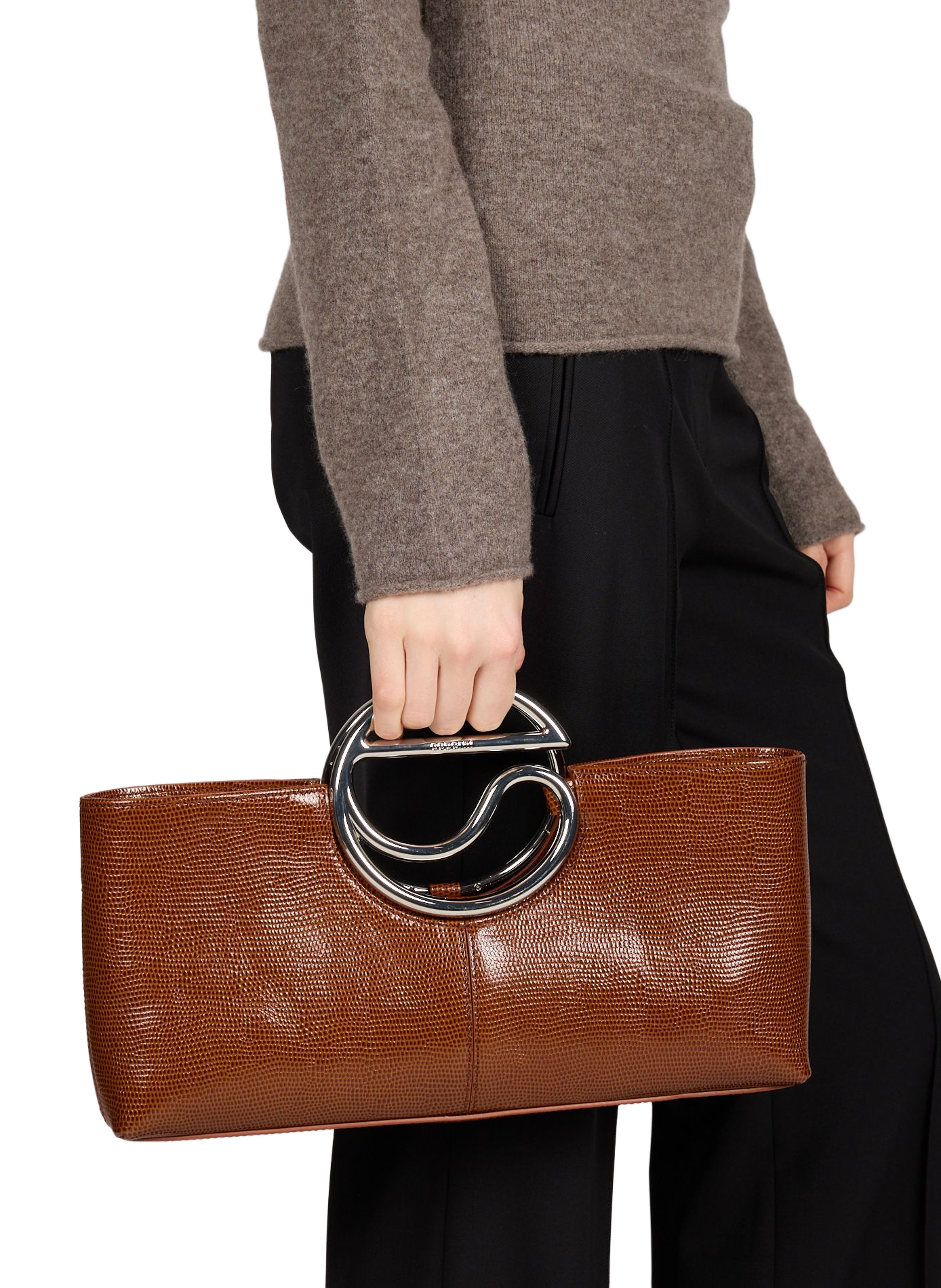 Sac à main en cuir de lézard COPERNI Marron