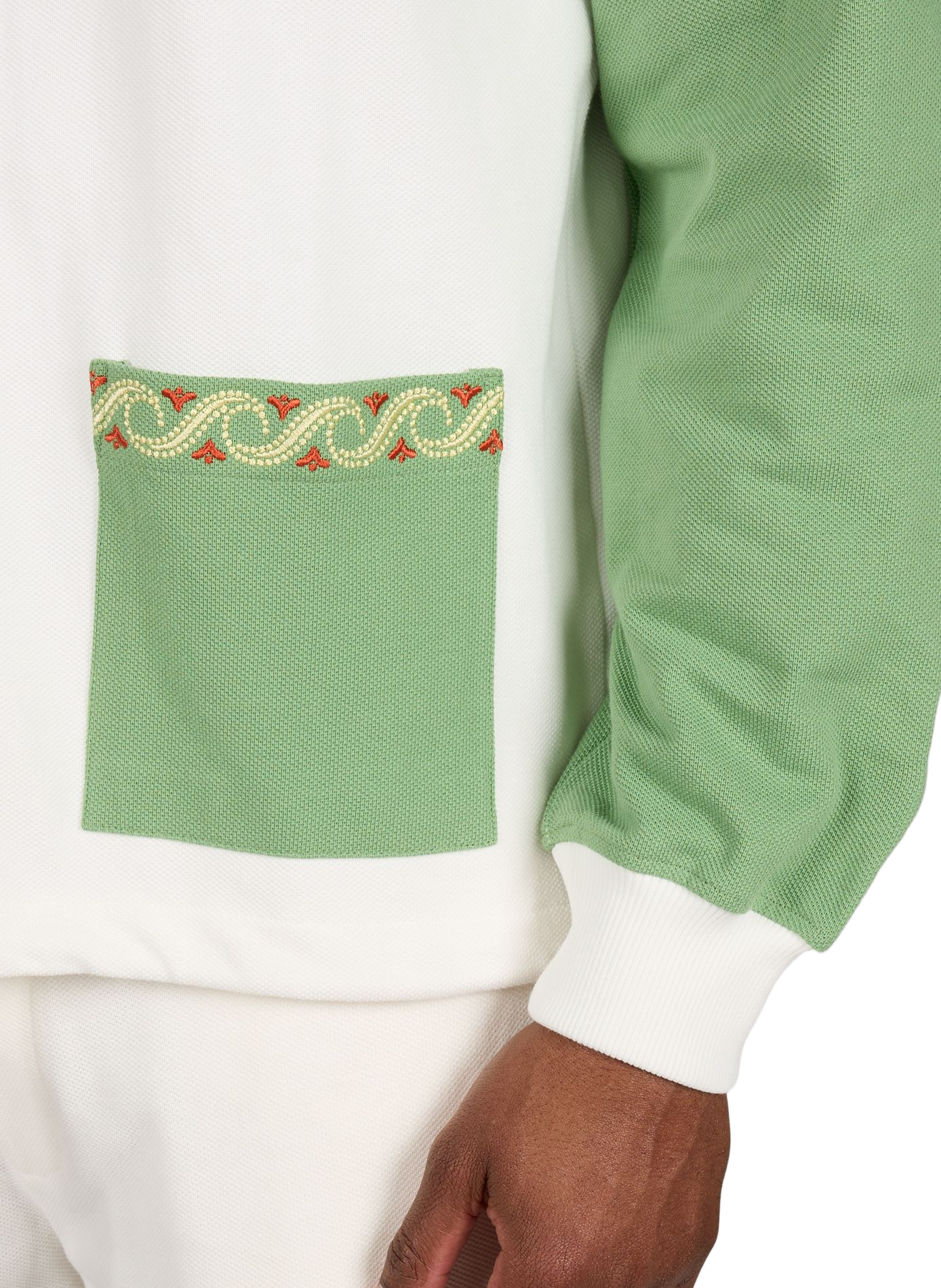 Knopfbejacke mit Stickereidetails aus Piqué-Baumwolle DROLE DE MONSIEUR Grun