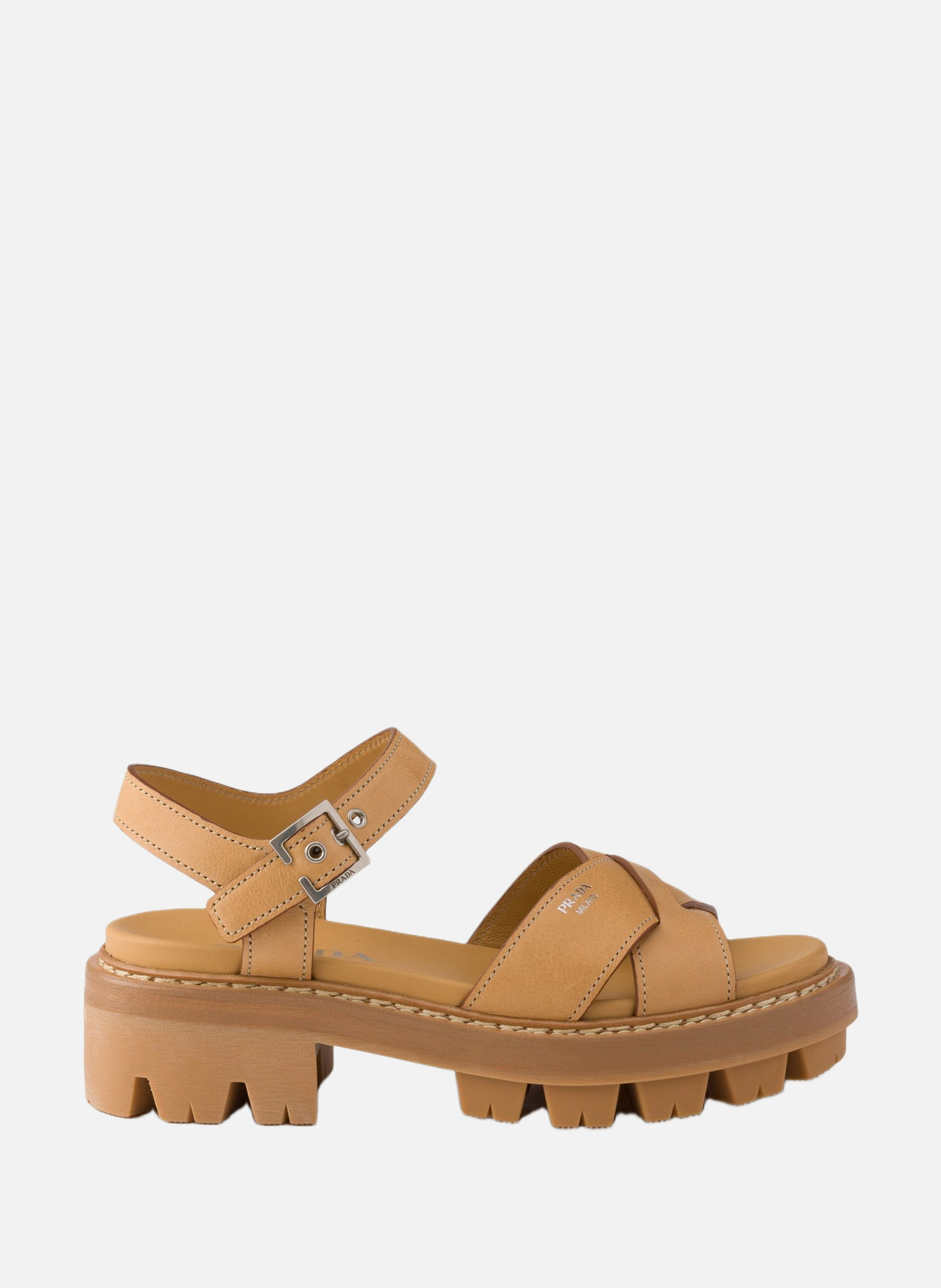 Sandales en cuir PRADA Beige