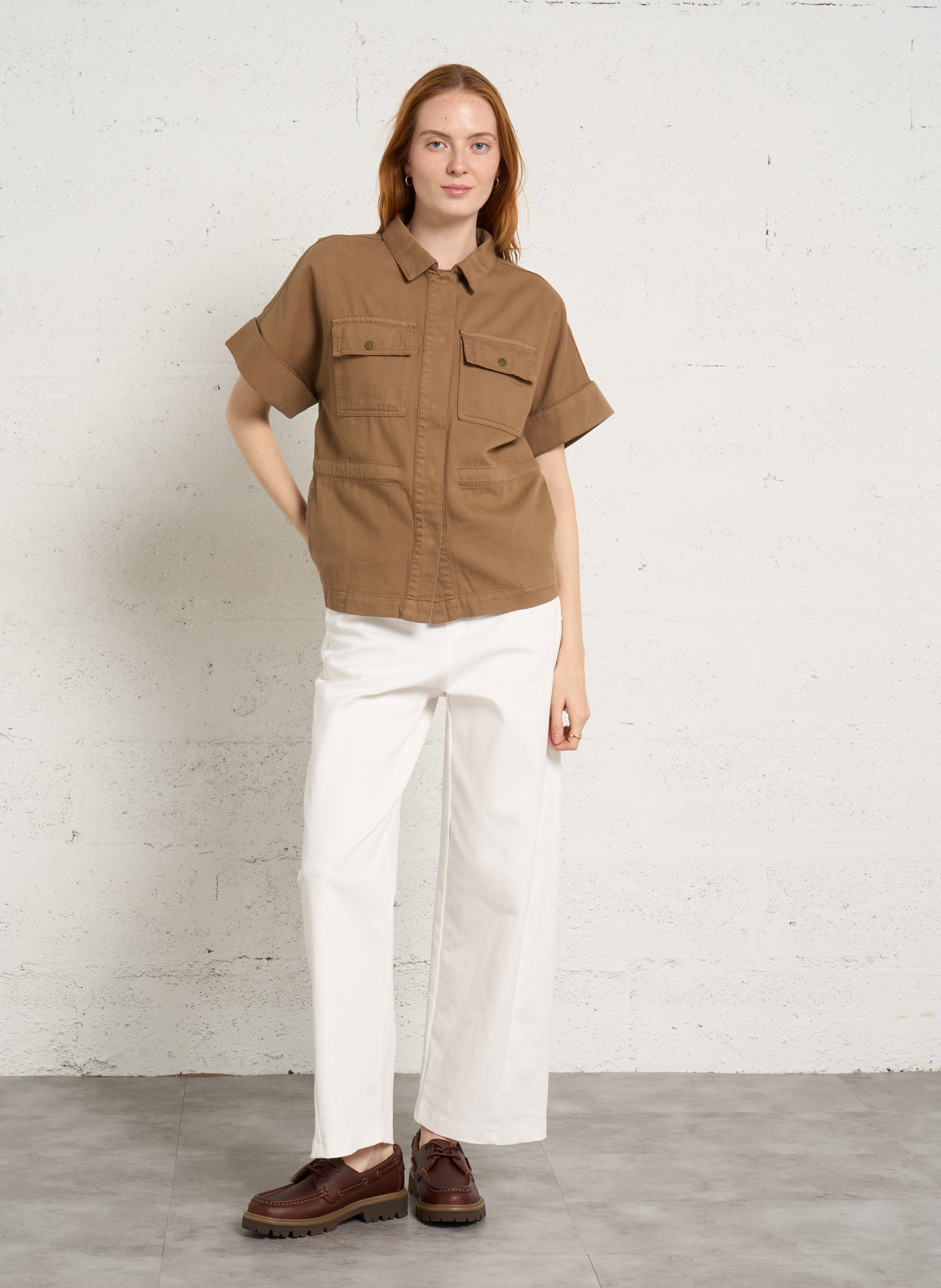 Chemise col classique en coton vita MAISON 123 Marron