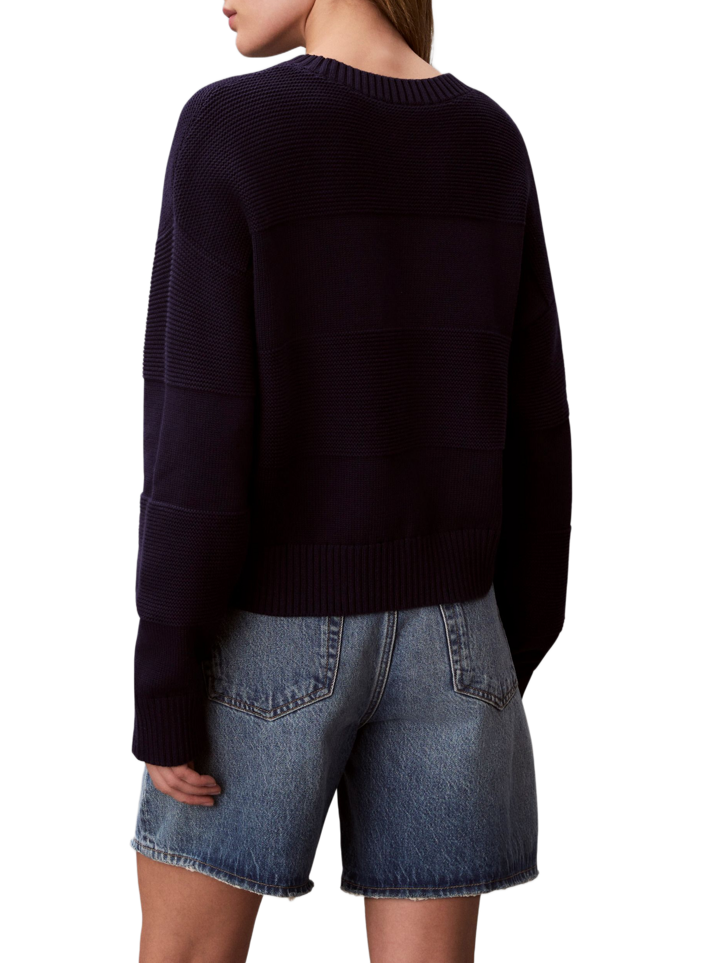 Pull côtelé à logo en coton CALVIN KLEIN Bleu
