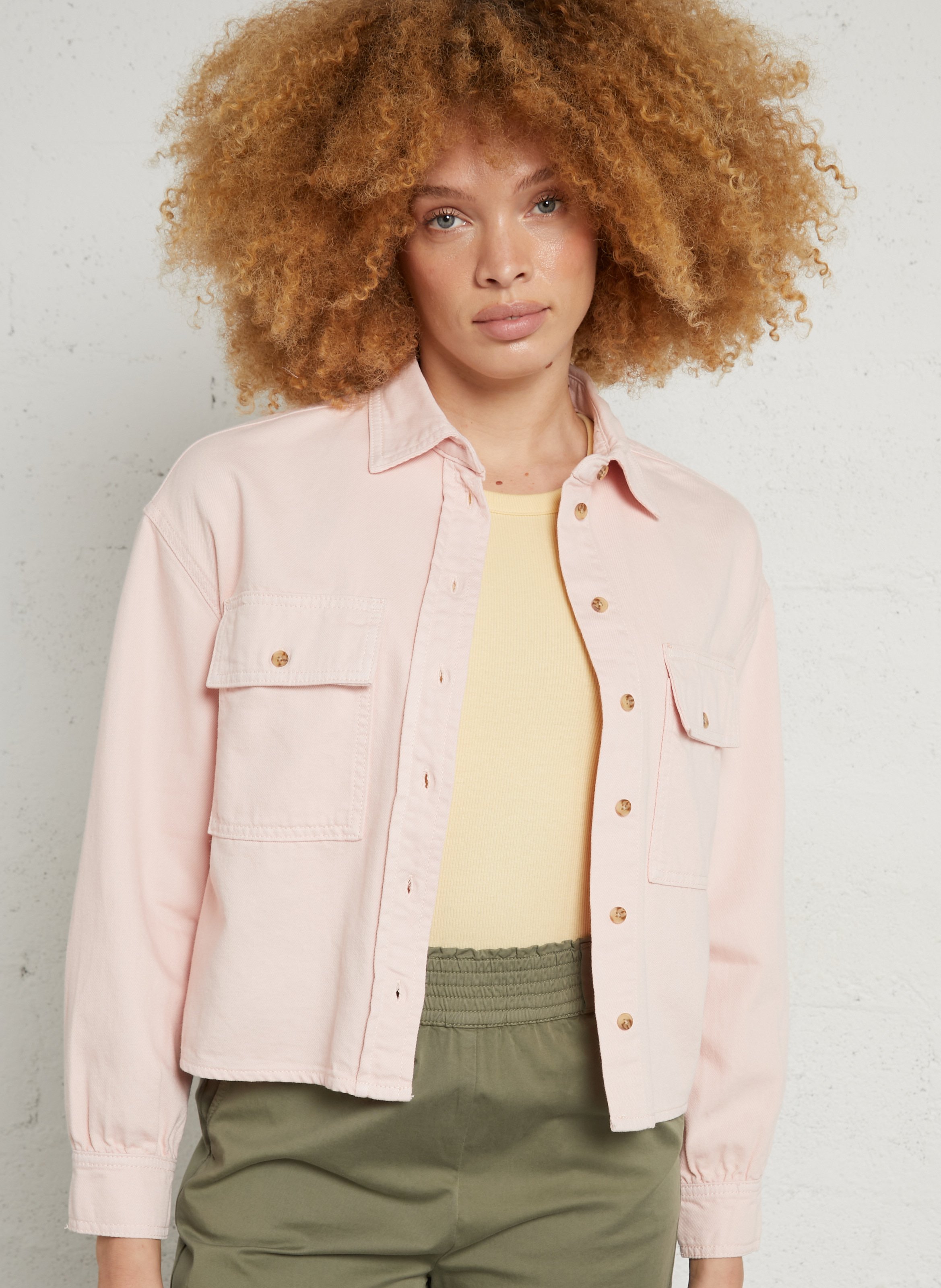 Veste droite col classique en coton clara MAISON 123 Rose