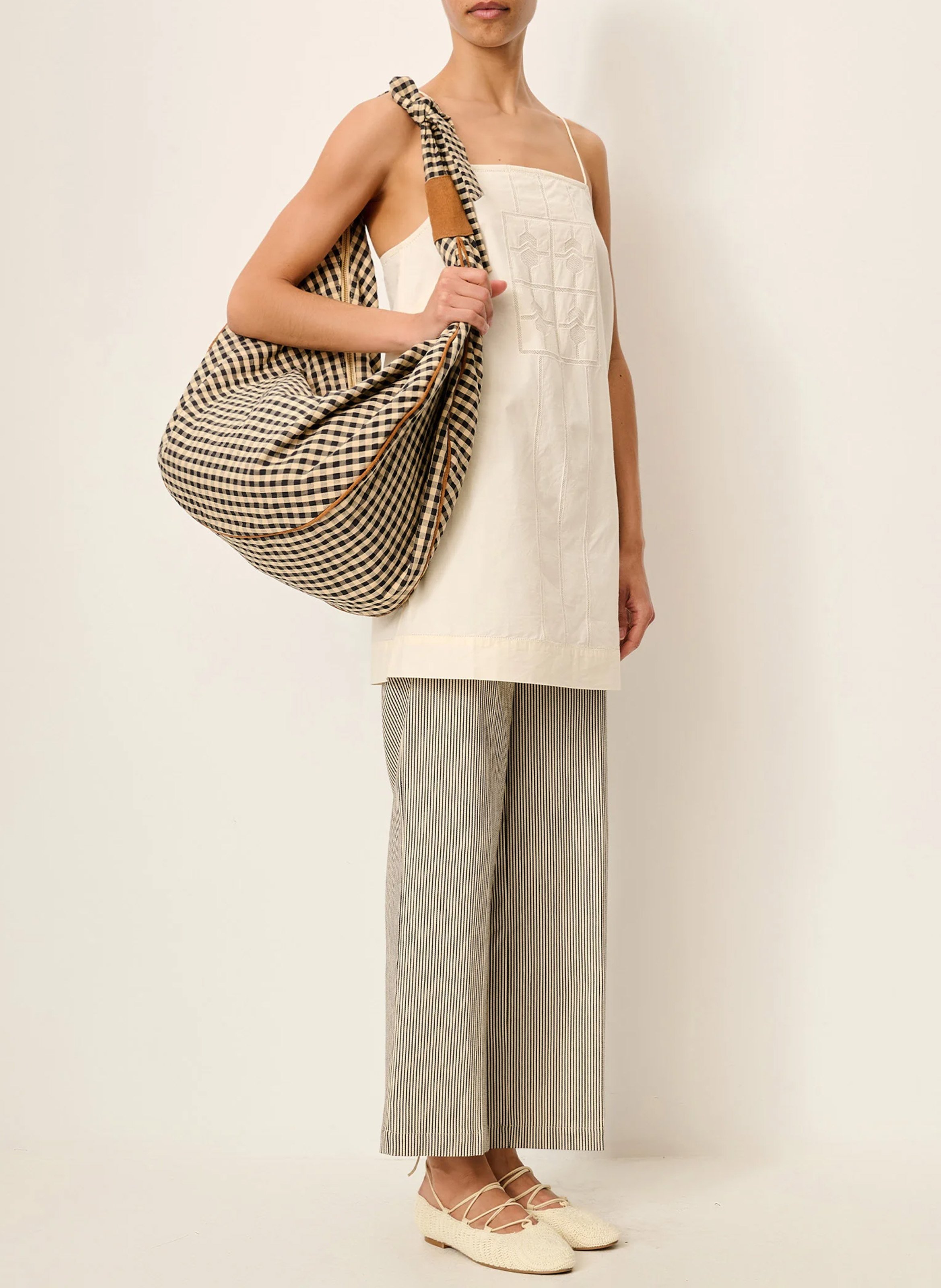 Robe courte encolure carrée en coton brodé azia SESSUN Beige