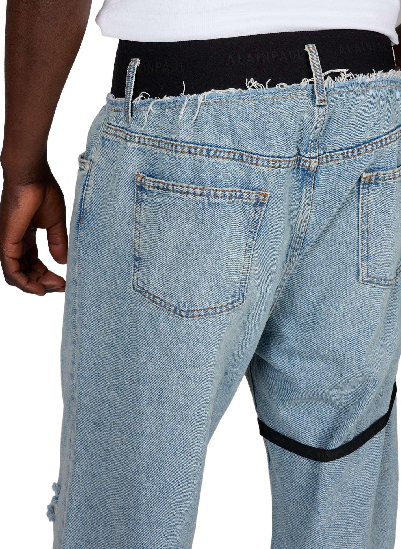 Jean droit à élastique en coton ALAINPAUL Bleu