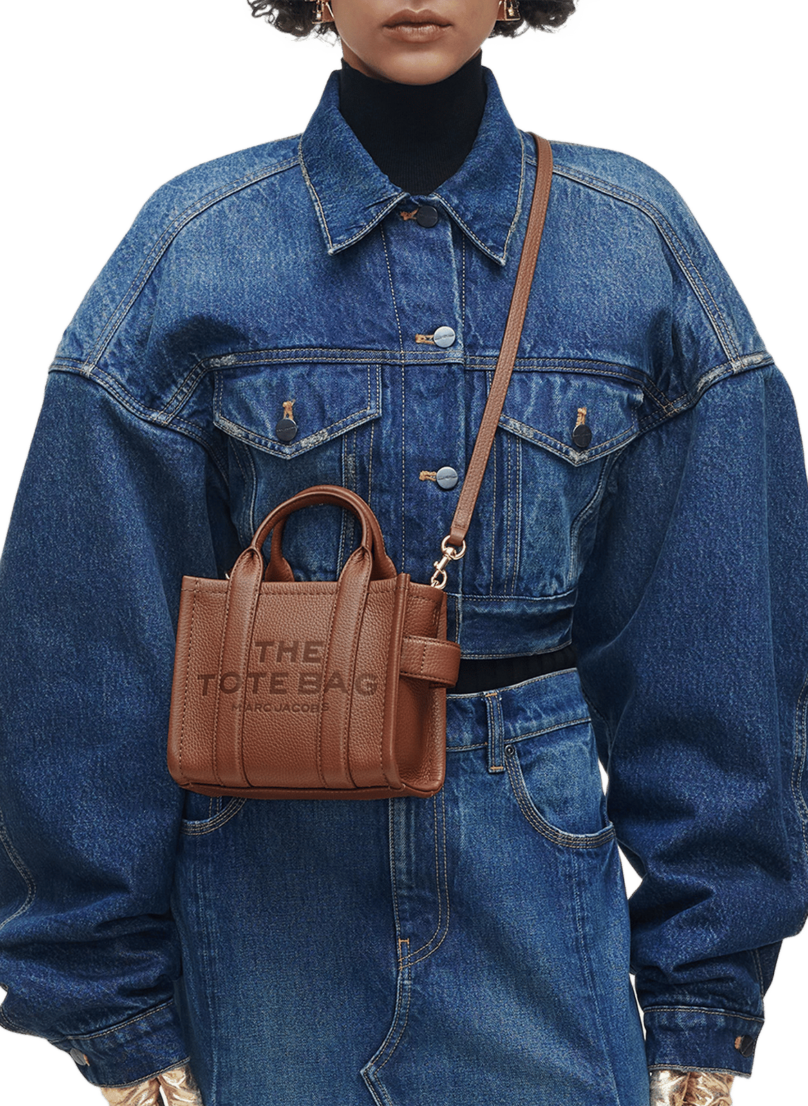Borsa a tracolla in pelle Micro Tote Bag MARC JACOBS Marrone