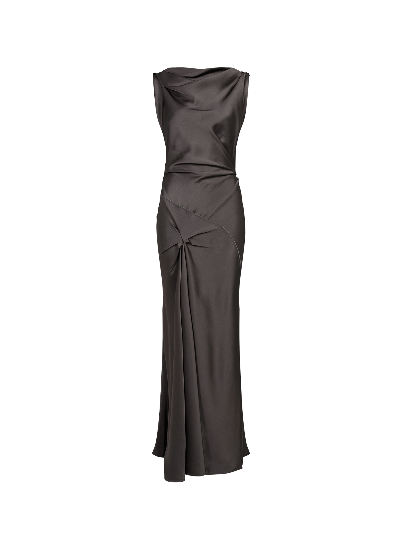 Sleeveless draped and satin dress VICTORIA BECKHAM Brown
