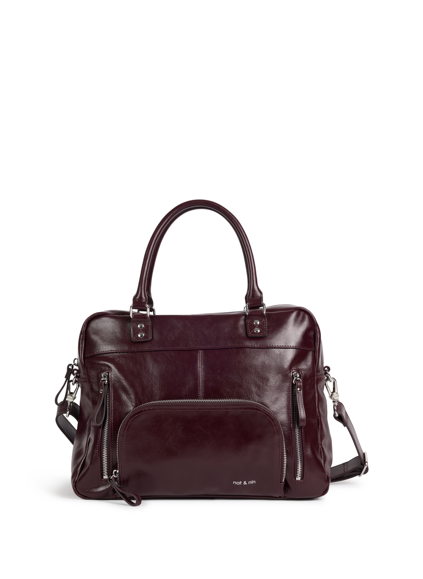 Leather laptop bag NAT & NIN Purple