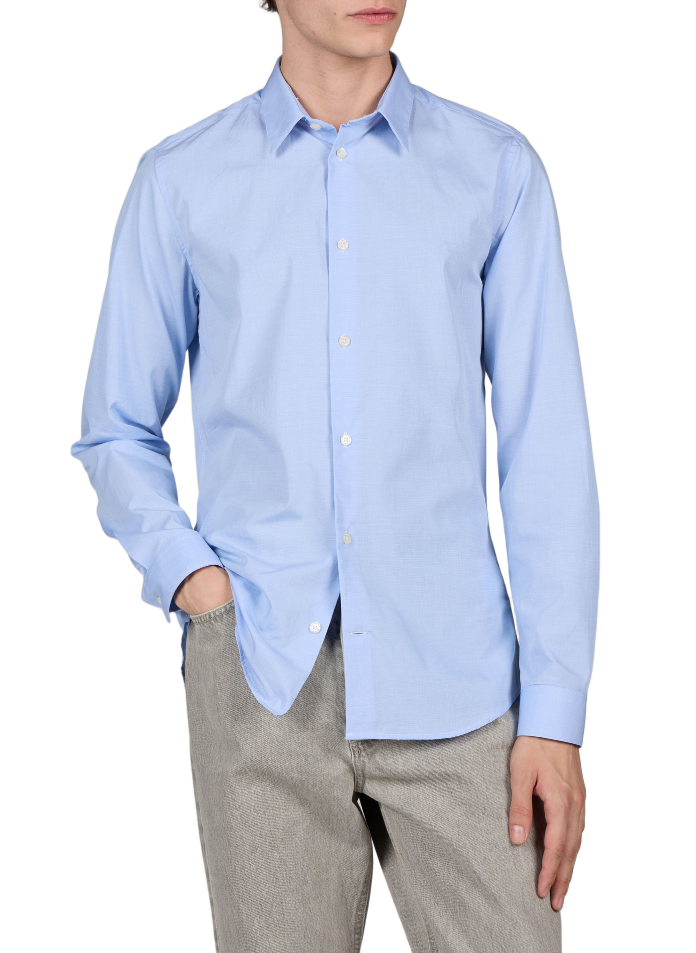 Chemise droite col classique en coton AU PRINTEMPS PARIS Bleu