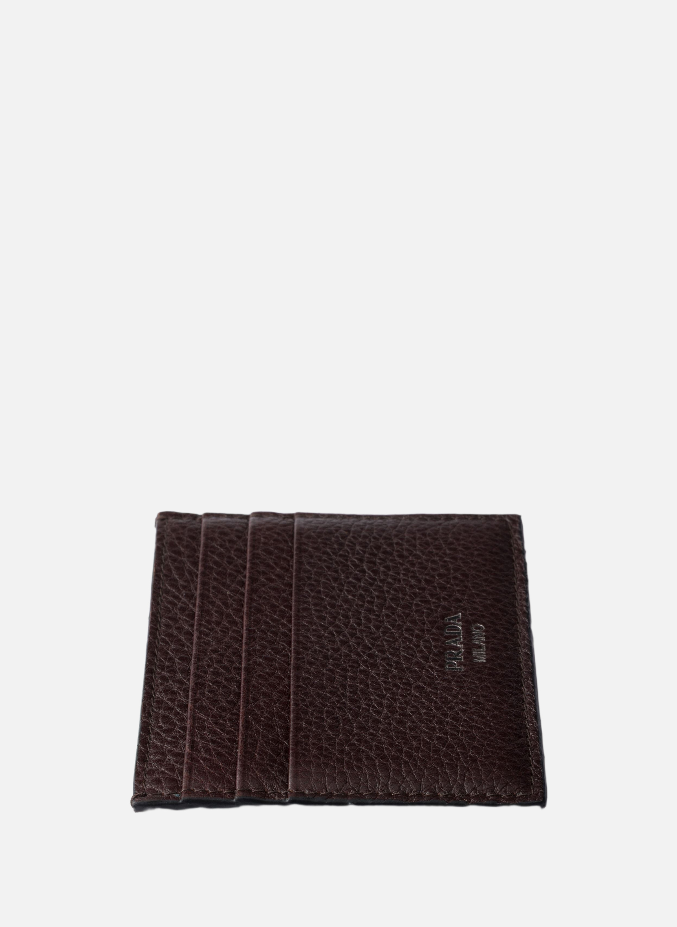 Porte-cartes en cuir PRADA Marron