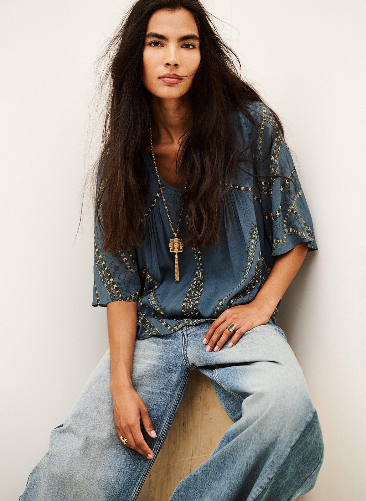 Blouse droite manches longues placido BA&SH Bleu